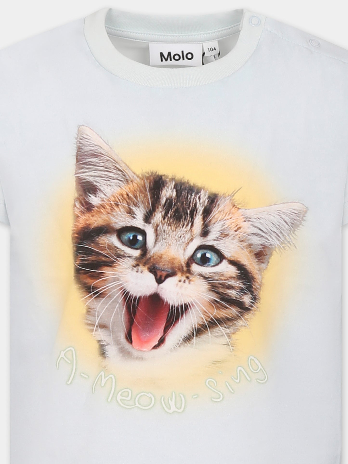 T-shirt Enzo celeste per bambini con gatto,Molo,6S25A204 3914