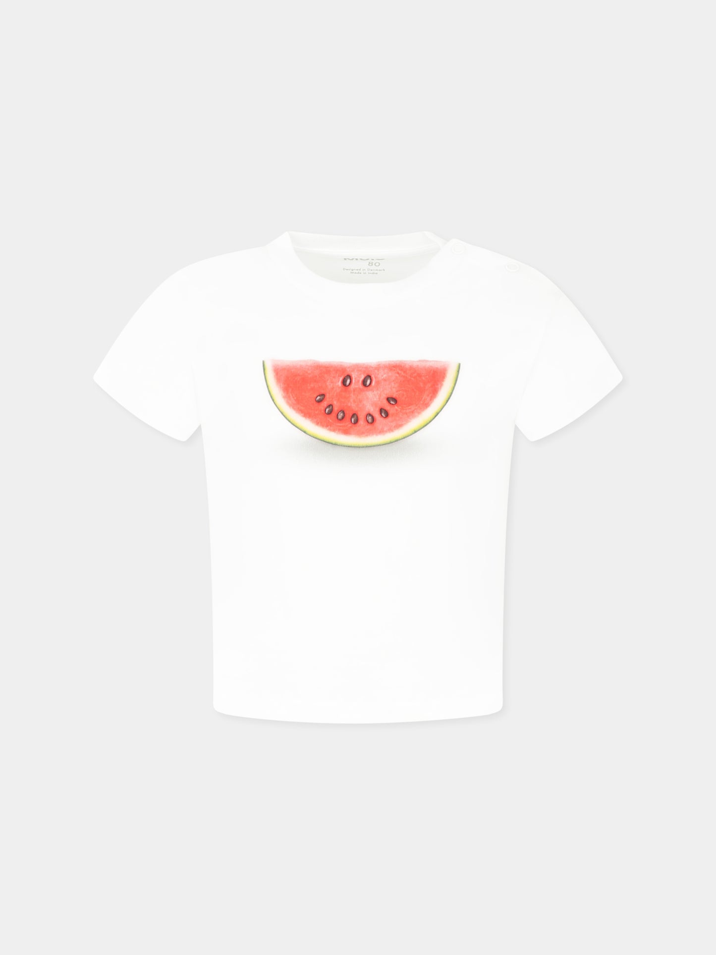 T-shirt Enzo bianca per neonati con smile anguria,Molo,6S25A207 9340