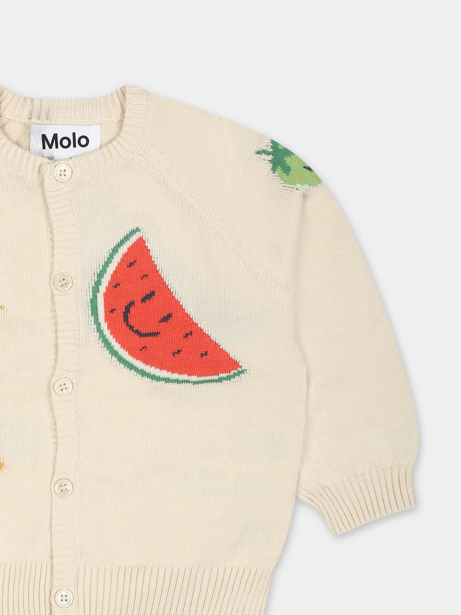 Cardigan Brody avorio per neoanti con frutta,Molo,6S25K301 3856