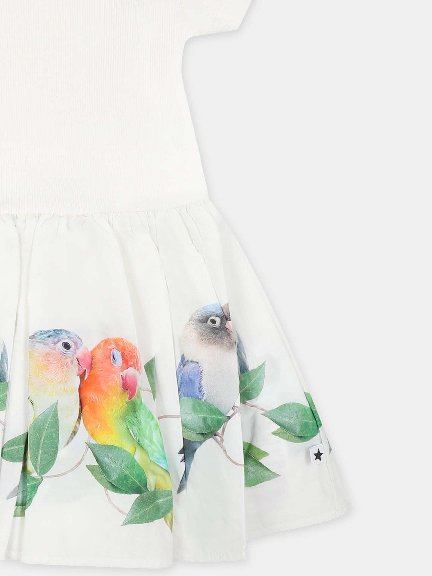 Vestito Carin bianco per neonata con pappagalli,Molo,4S25E107 3855