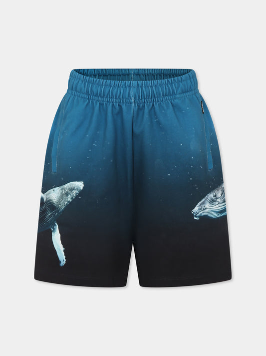 Shorts Amil azzurri per bambino con balena,Molo,1S25H207 3871