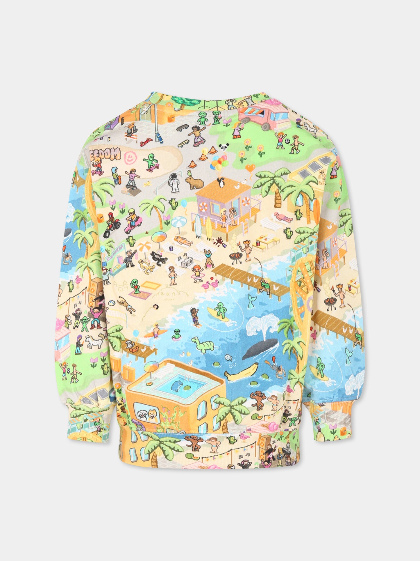 Felpa Monti multicolor per bambino con spiaggia pixel,Molo,1S25J208 9359