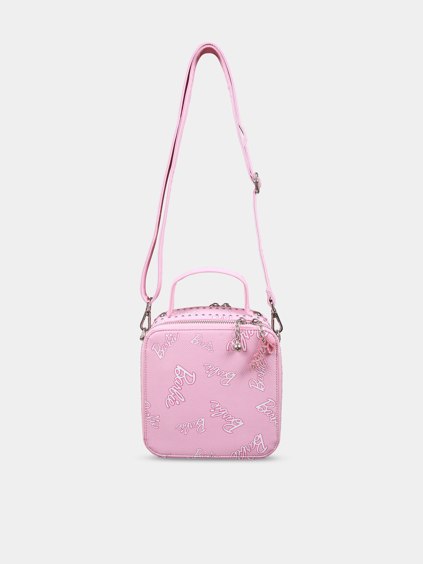 Borsa rosa per bambina con scritta Barbie all over,Monnalisa,19D026 4764 0090