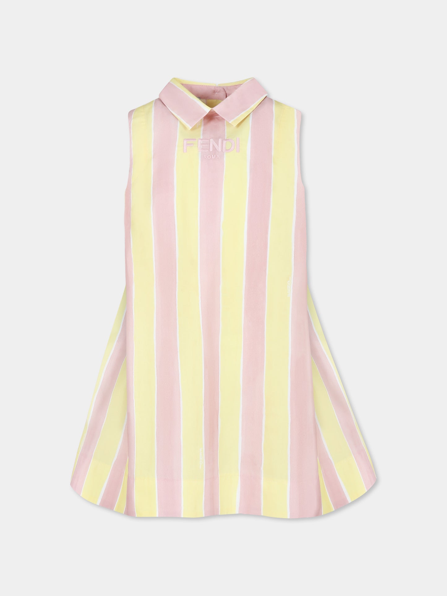 Vestito multicolor per bambina con logo e stampa pequin