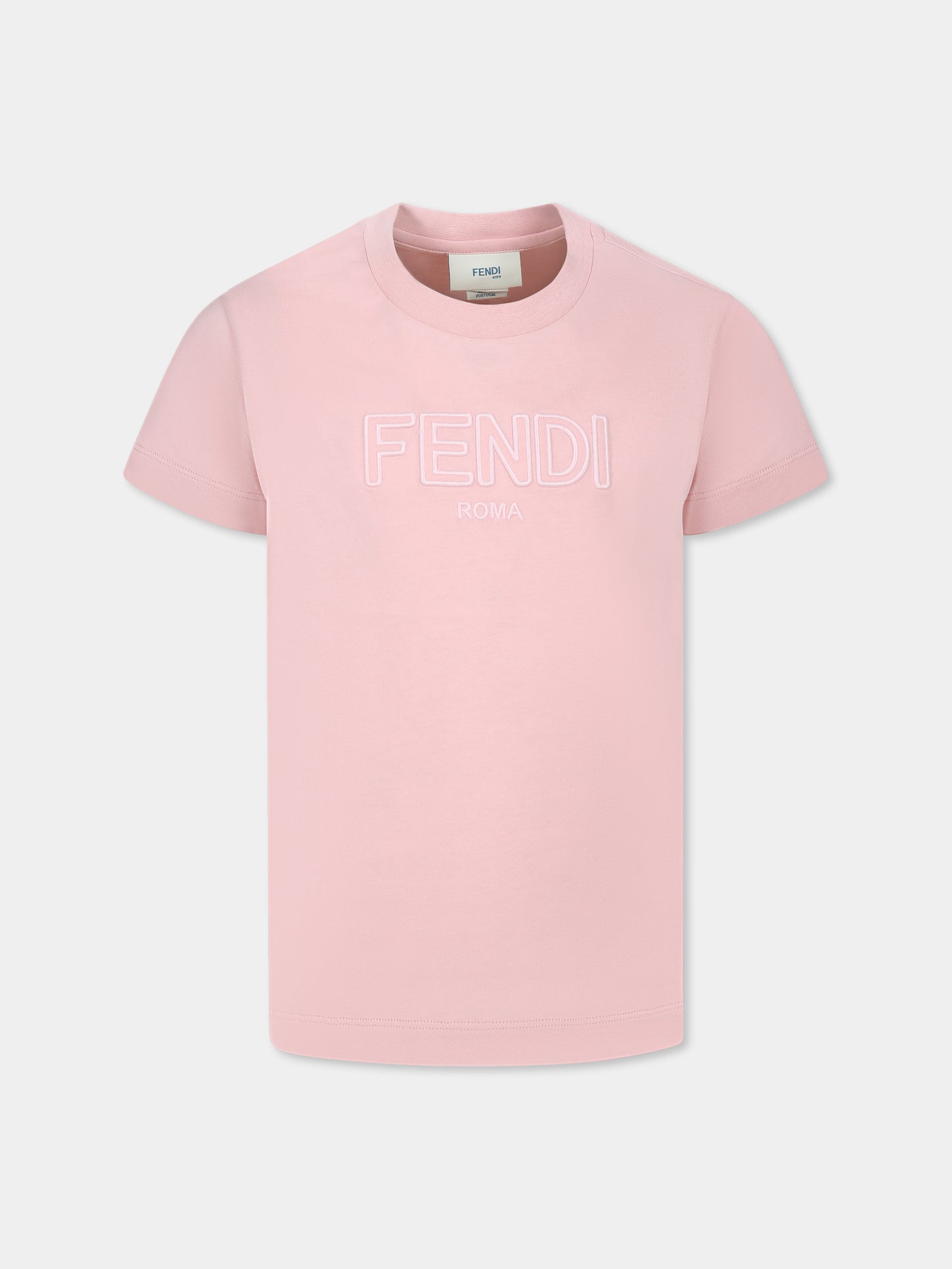 T-shirt rosa per bambina con logo