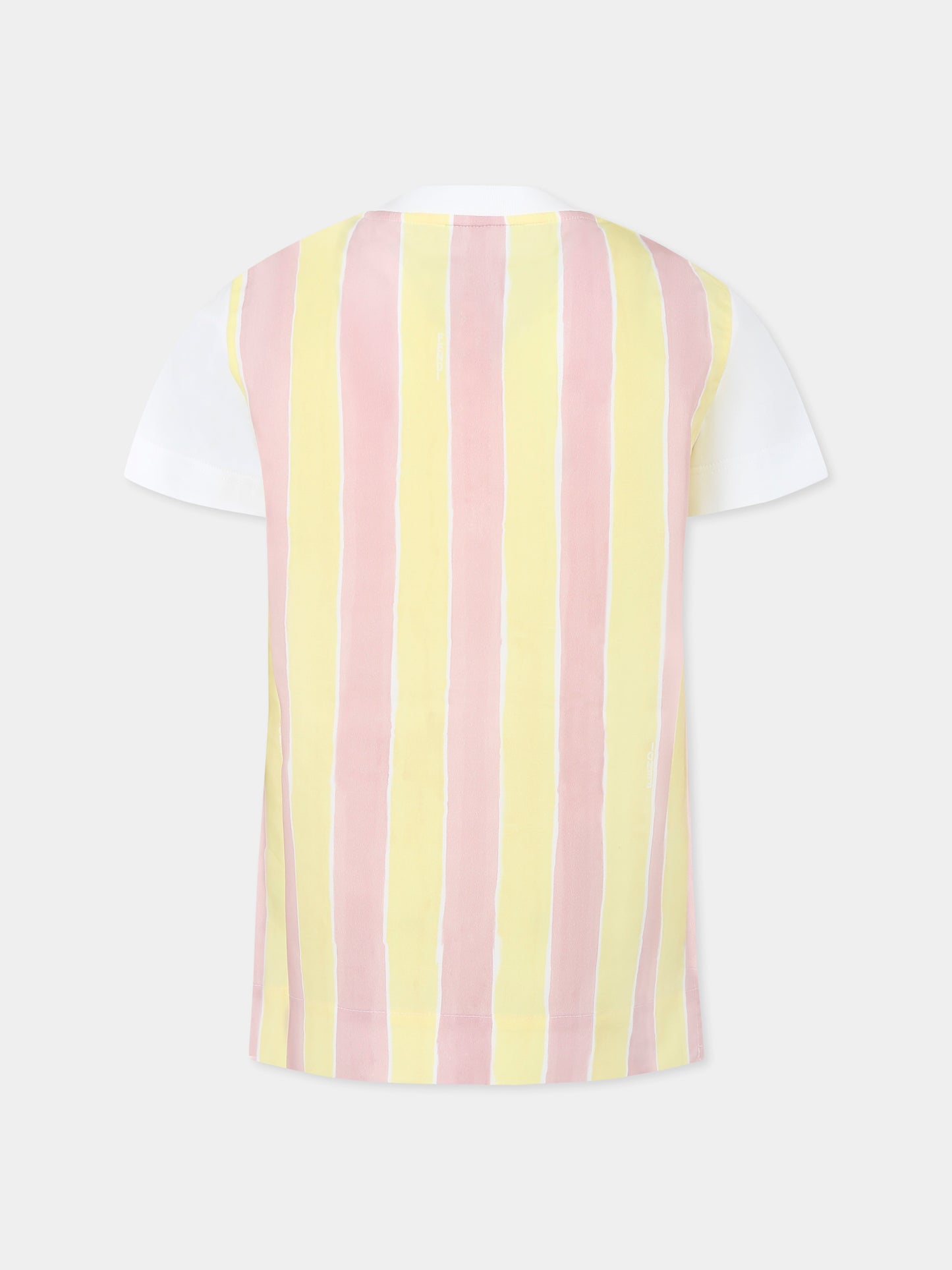 T-shirt bianca per bambina con logo e stampa pequin