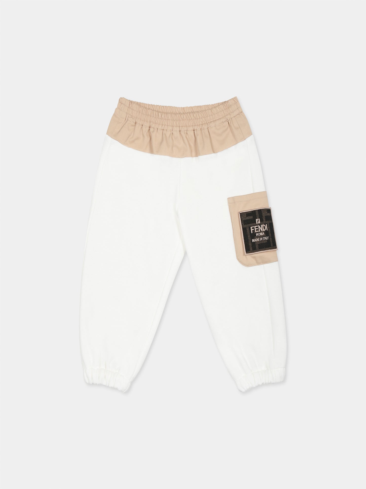 Pantaloni bianchi per neonato con FF