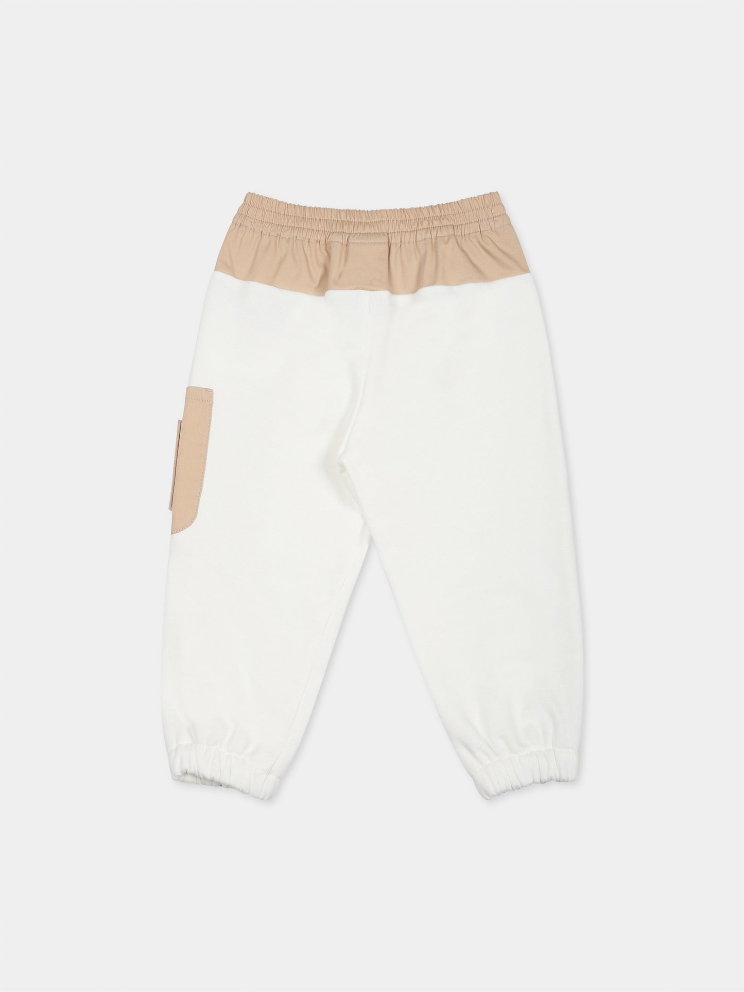 Pantaloni bianchi per neonato con FF