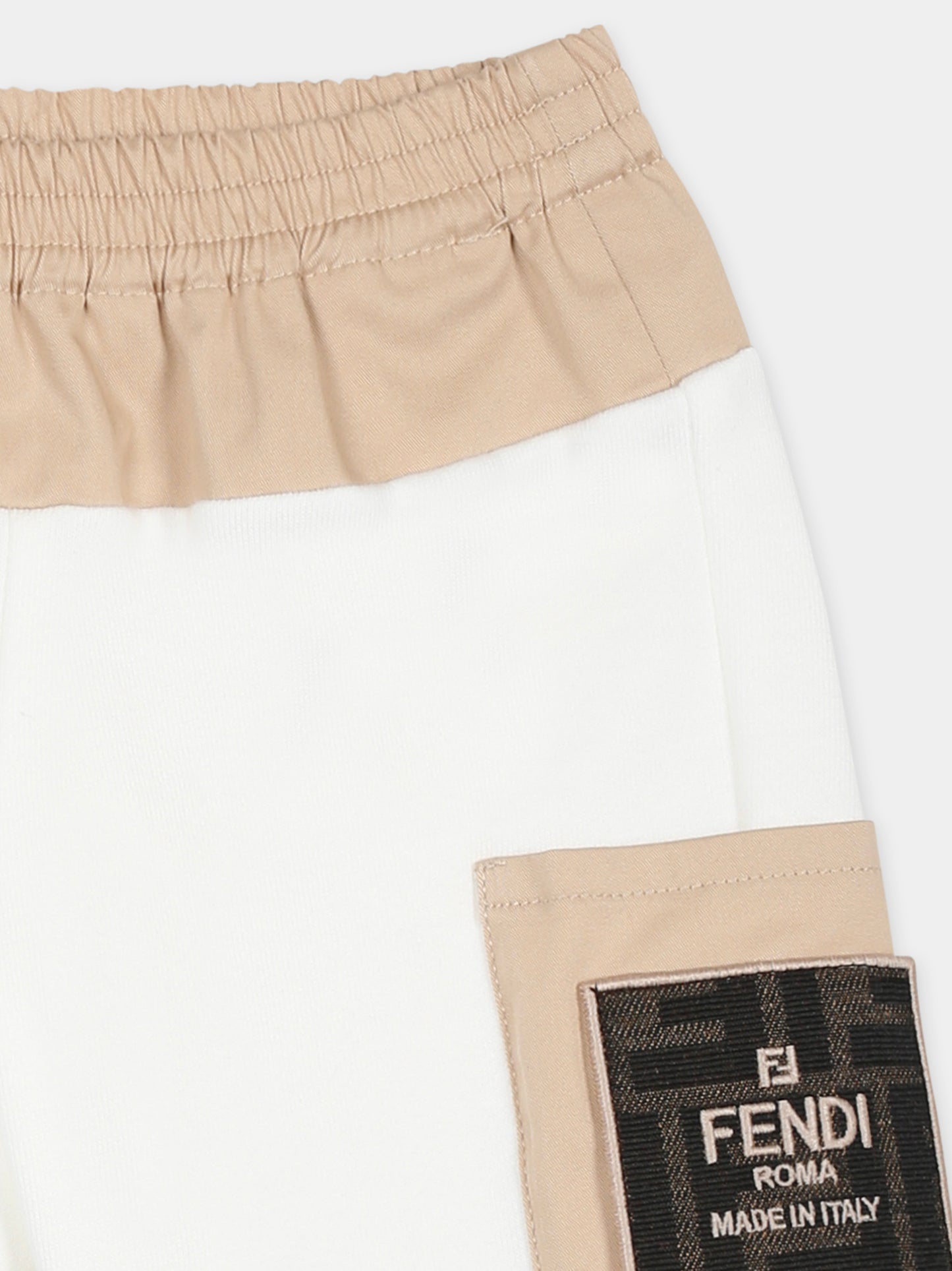 Pantaloni bianchi per neonato con FF