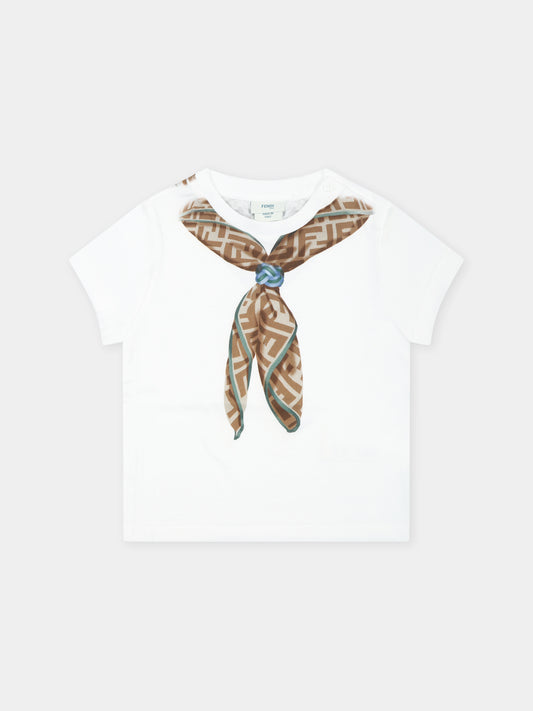 T-shirt bianca per neonato con foulard e FF