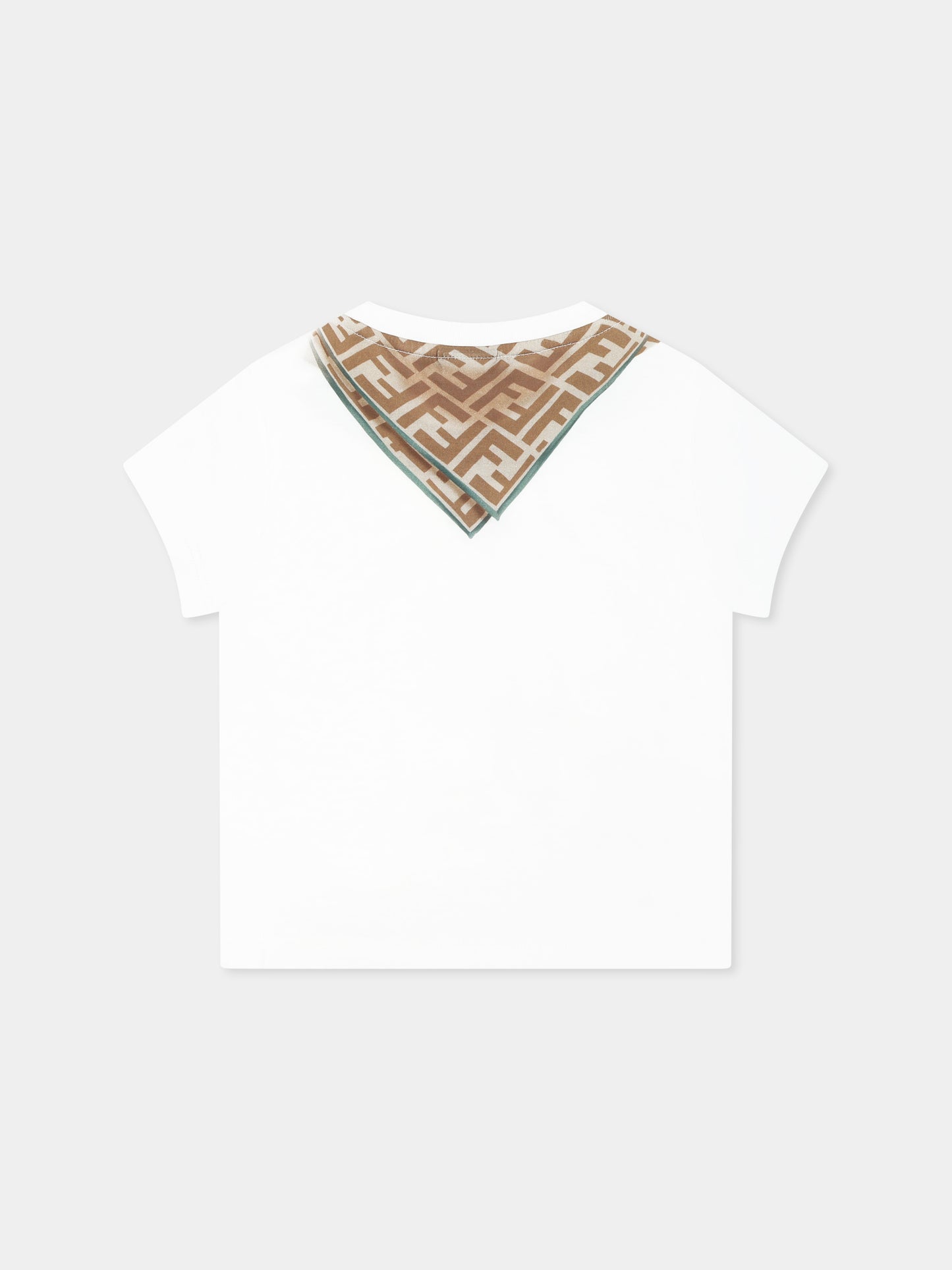 T-shirt bianca per neonato con foulard e FF