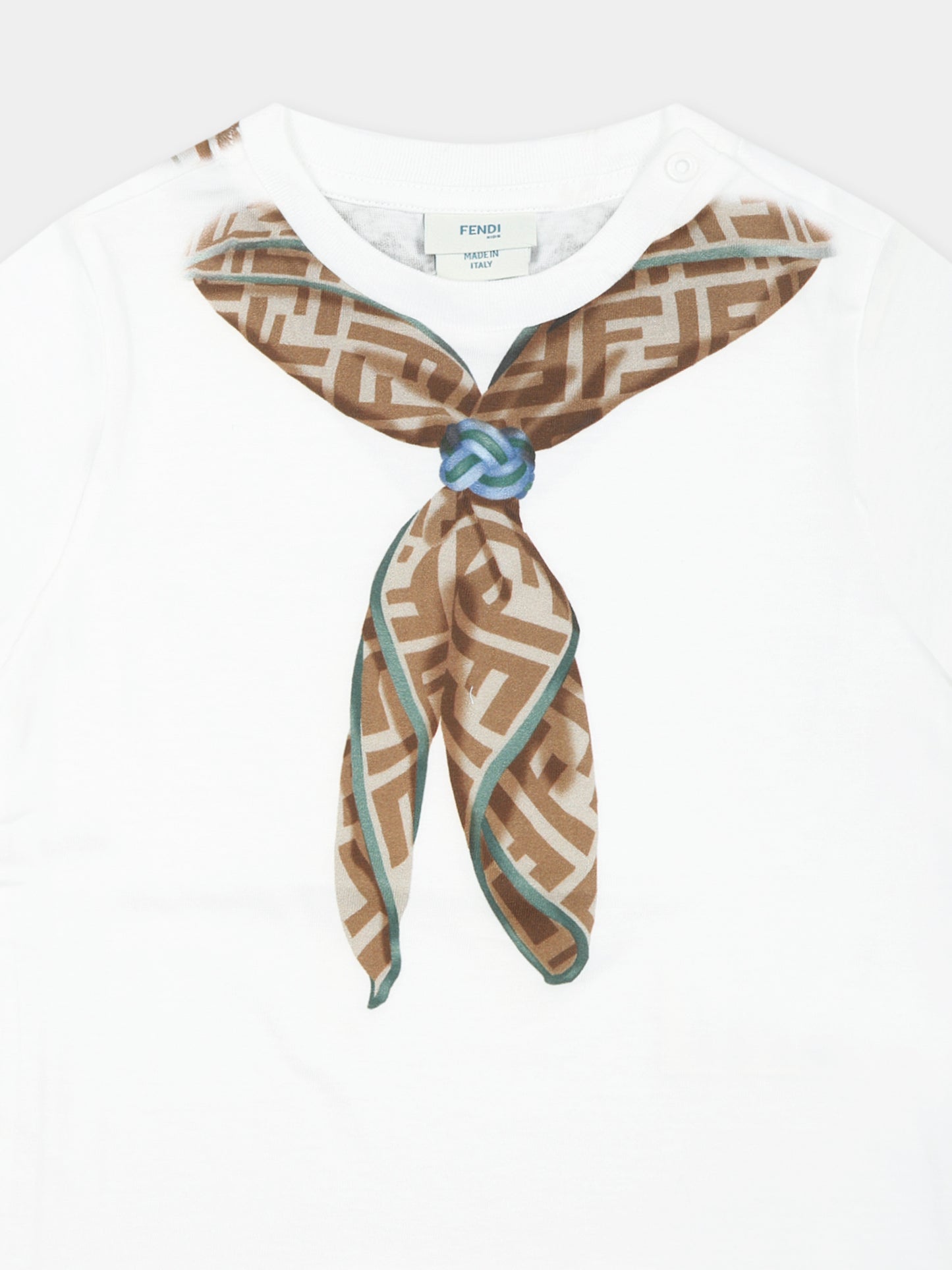 T-shirt bianca per neonato con foulard e FF