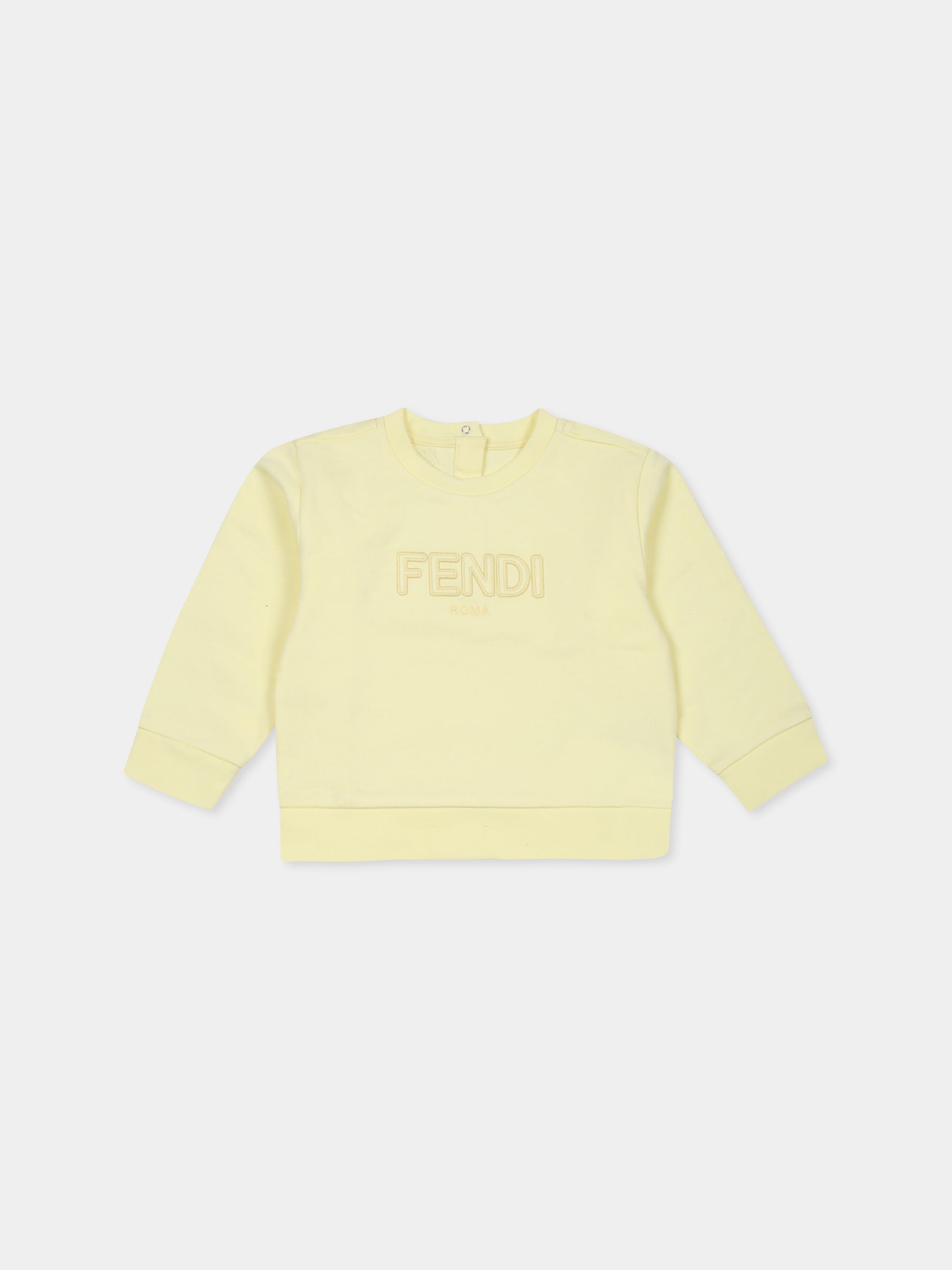 Felpa gialla per neonati con logo,Fendi Kids,BUH079 5V0 F1QYA