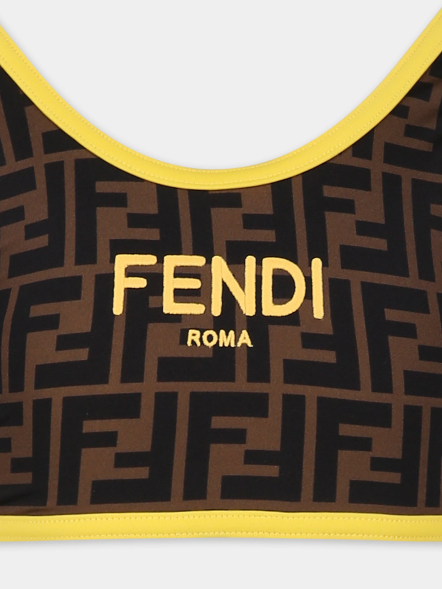 Bikini marrone per bambina con iconica FF all over