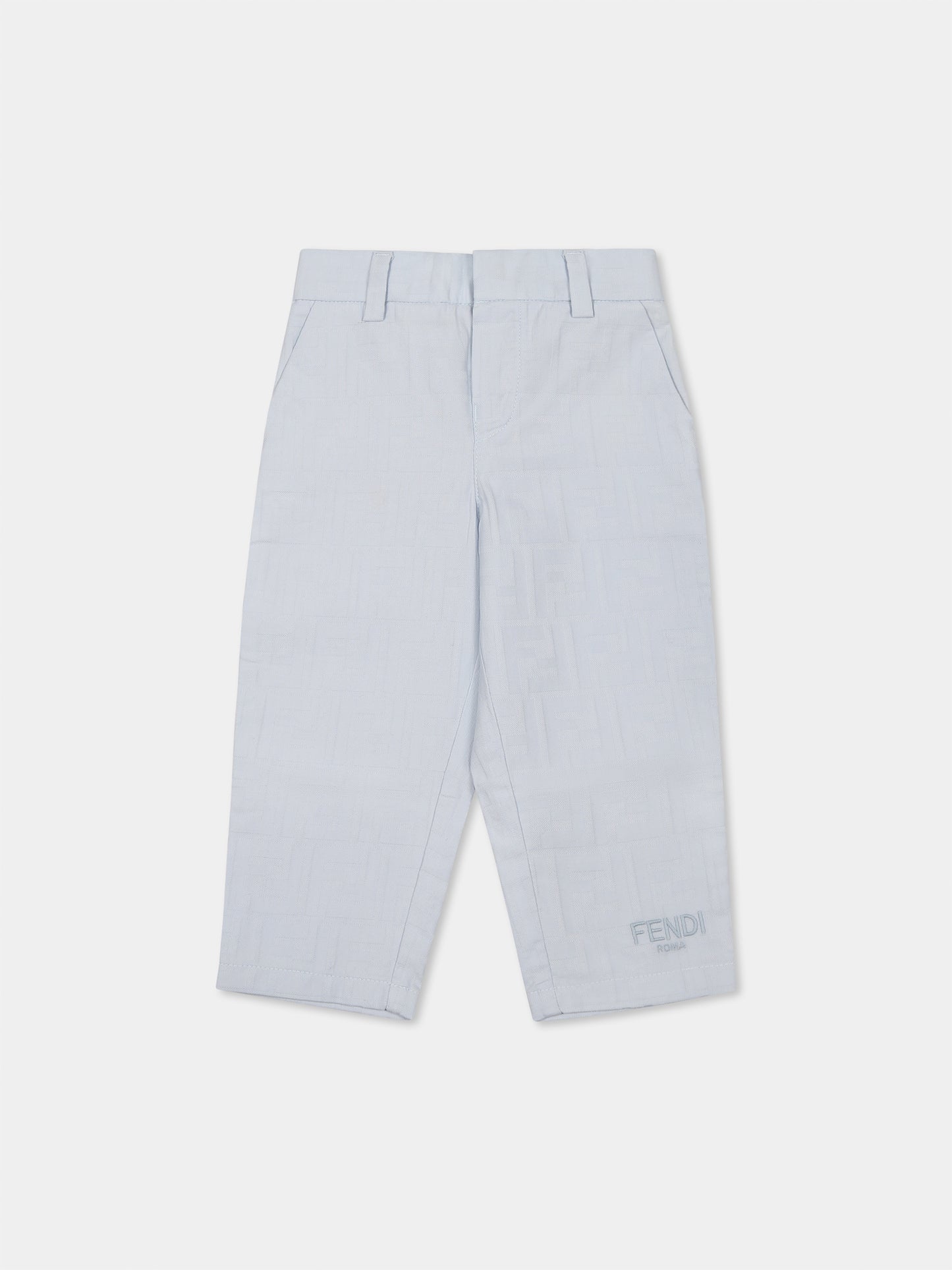 Pantaloni celesti per neonato con FF