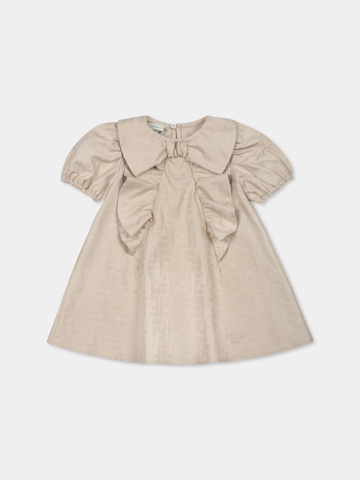 Vestito beige per neonata con FF