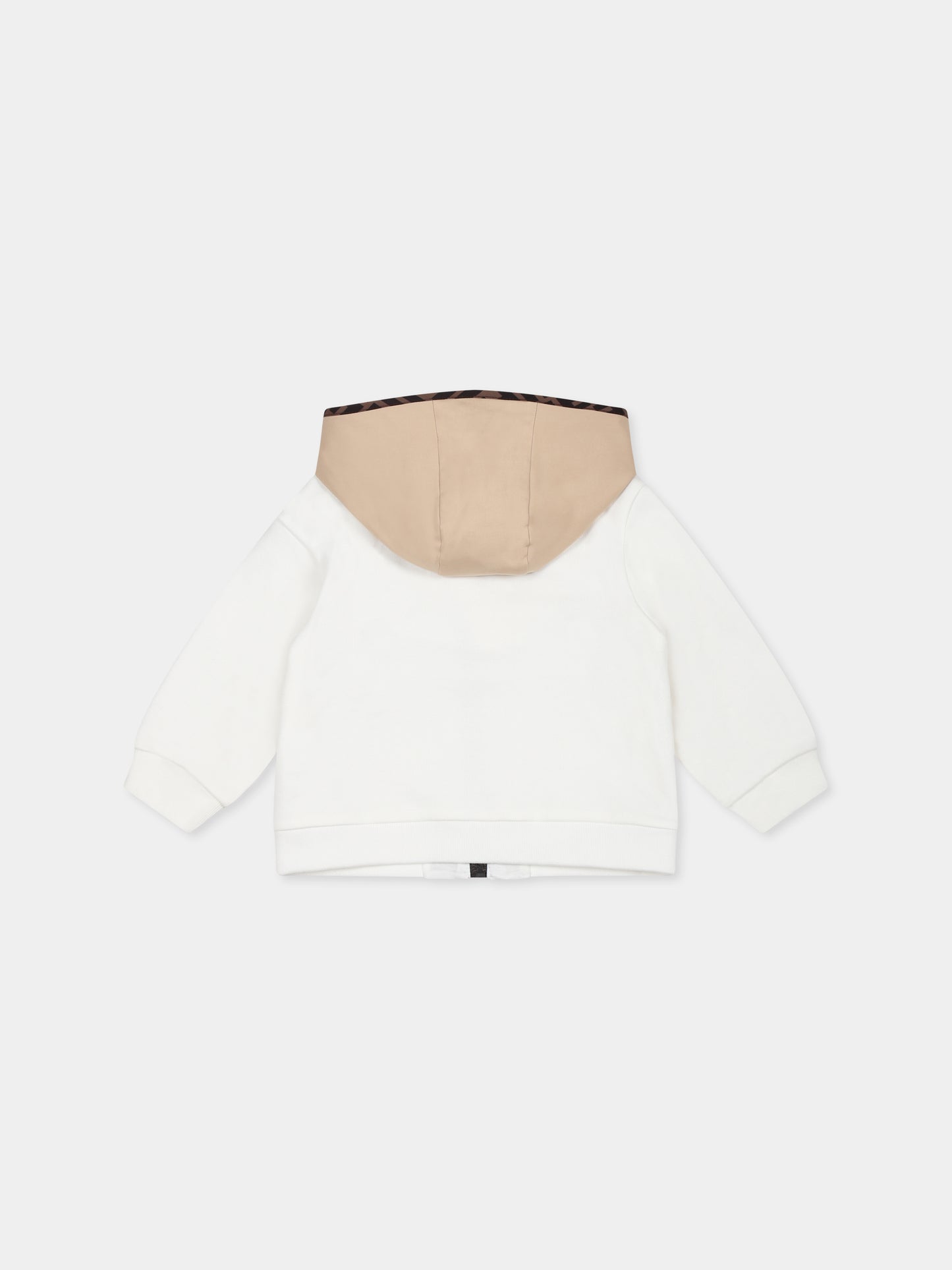 Felpa beige per neonato con iconica FF,Fendi Kids,BMH078 ADEH F1P2P