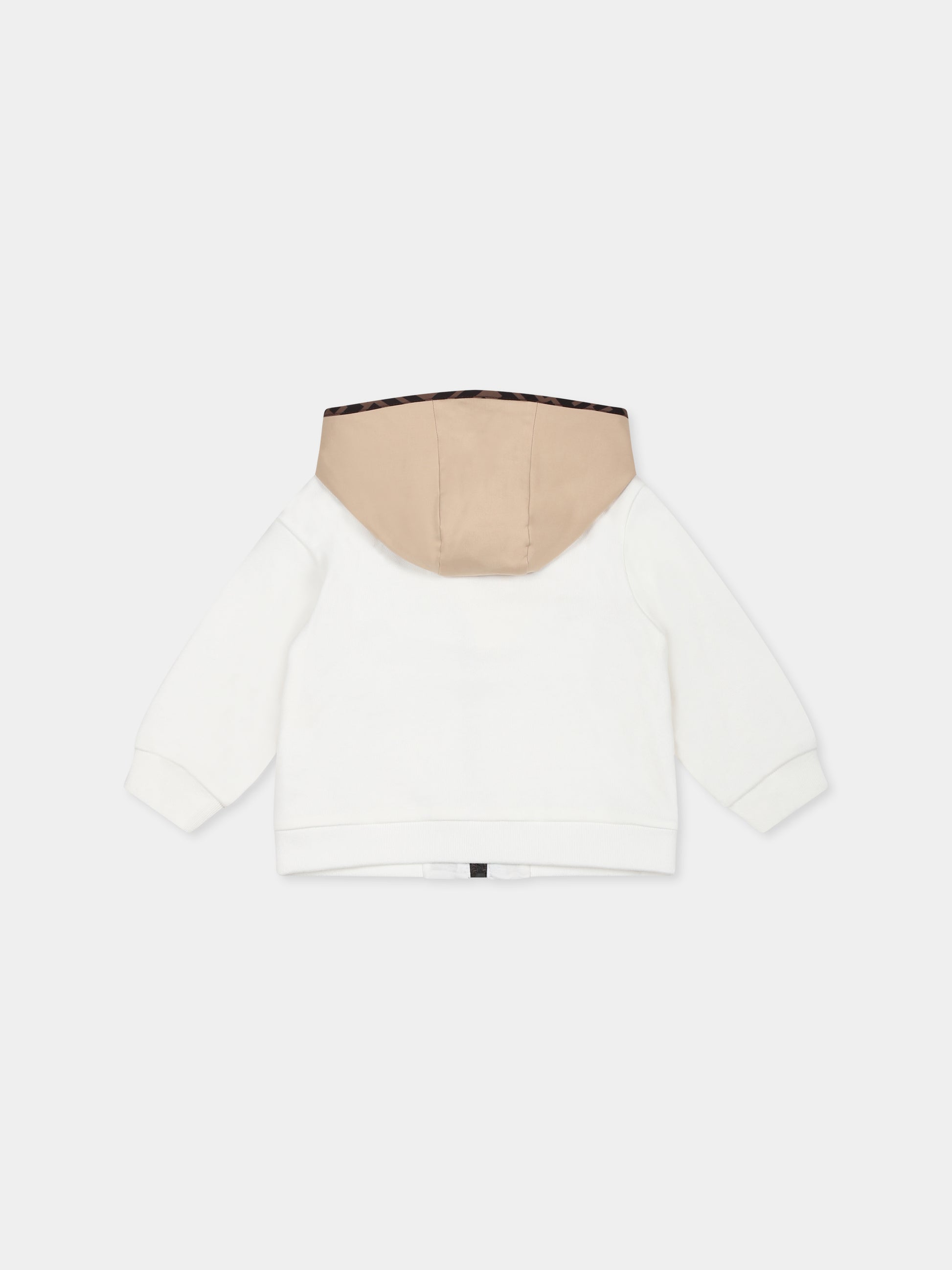 Felpa beige per neonato con iconica FF,Fendi Kids,BMH078 ADEH F1P2P