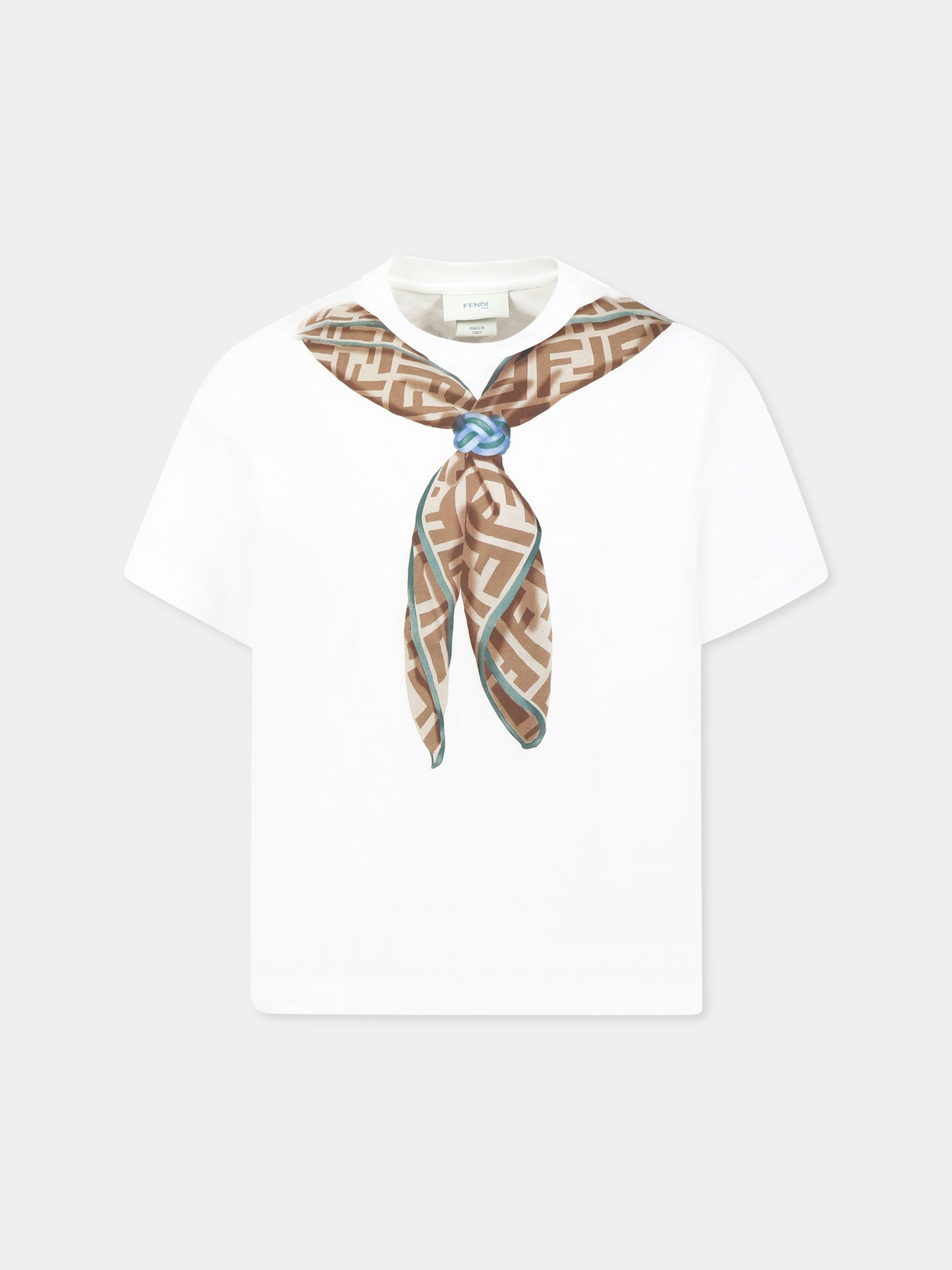 T-shirt bianca per bambino con foulard e FF