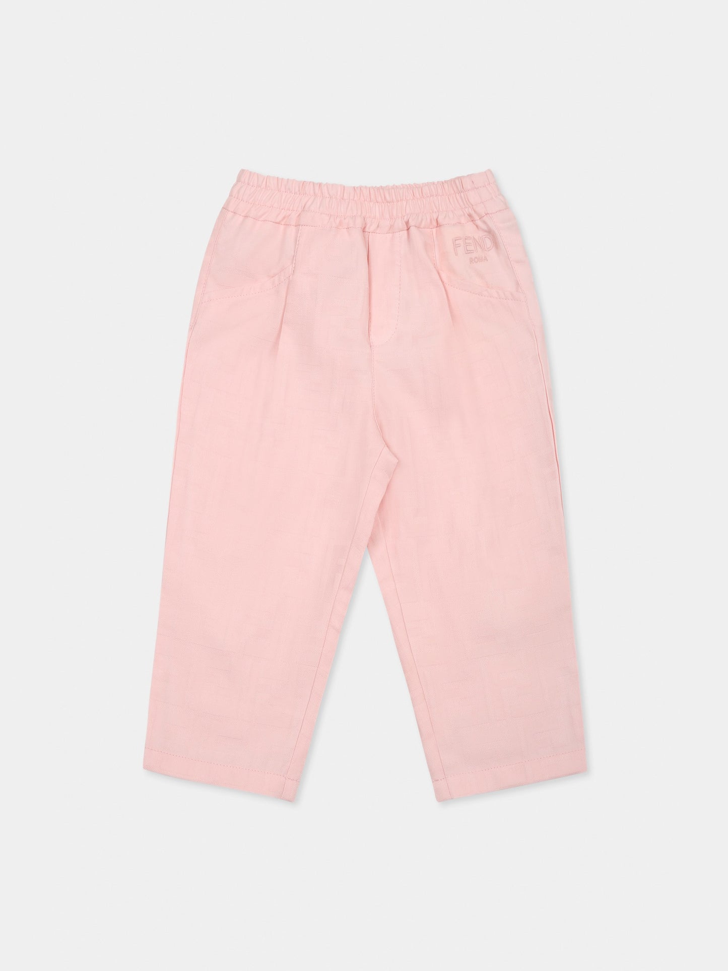 Pantaloni rosa per neonata con FF