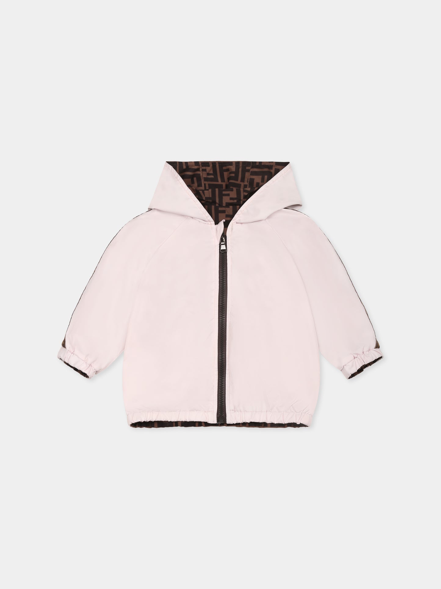 Giacca a vento rosa per neonata con FF,Fendi Kids,BUA037 AS56 F1QYC