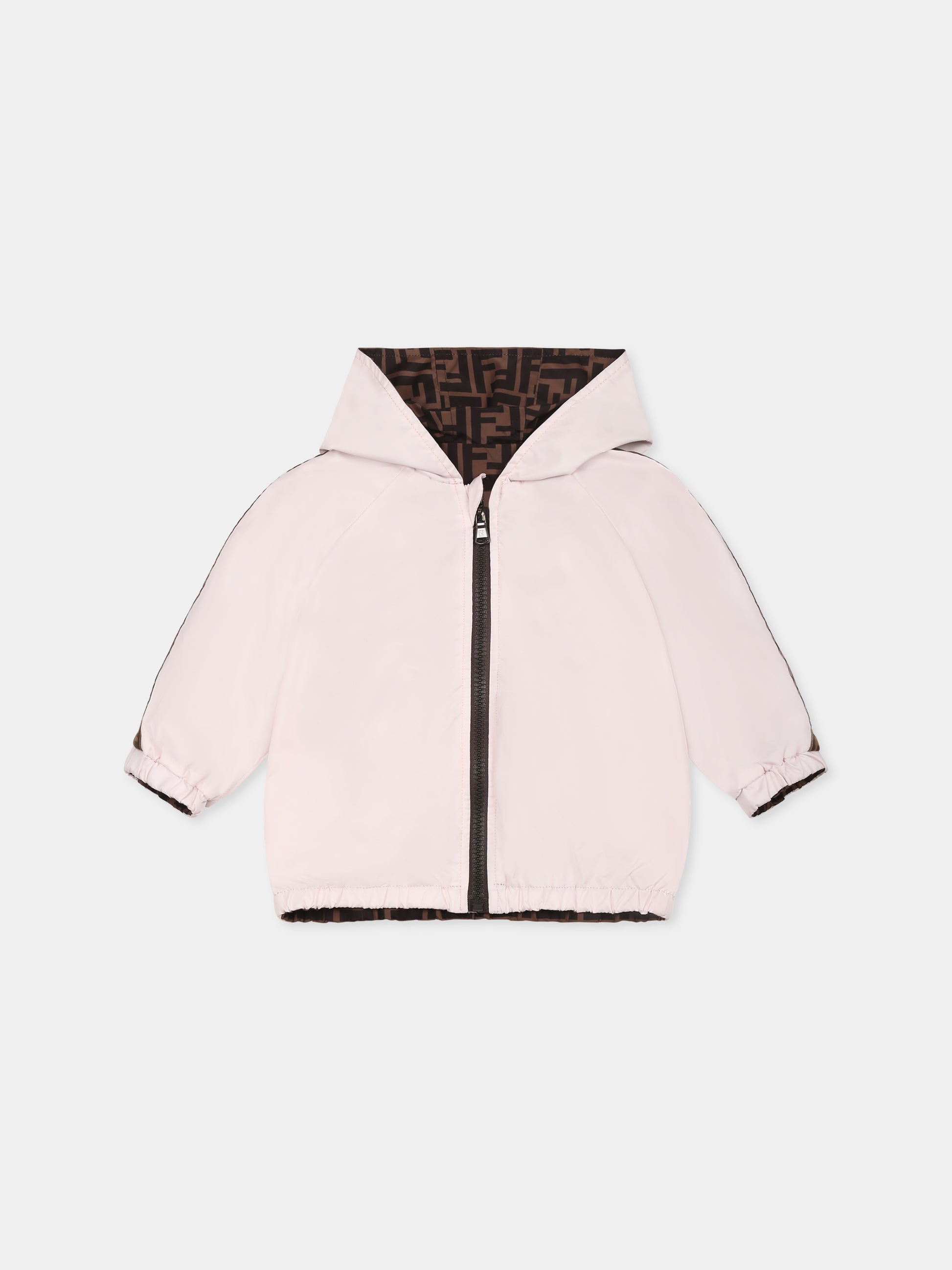 Giacca a vento rosa per neonata con FF,Fendi Kids,BUA037 AS56 F1QYC