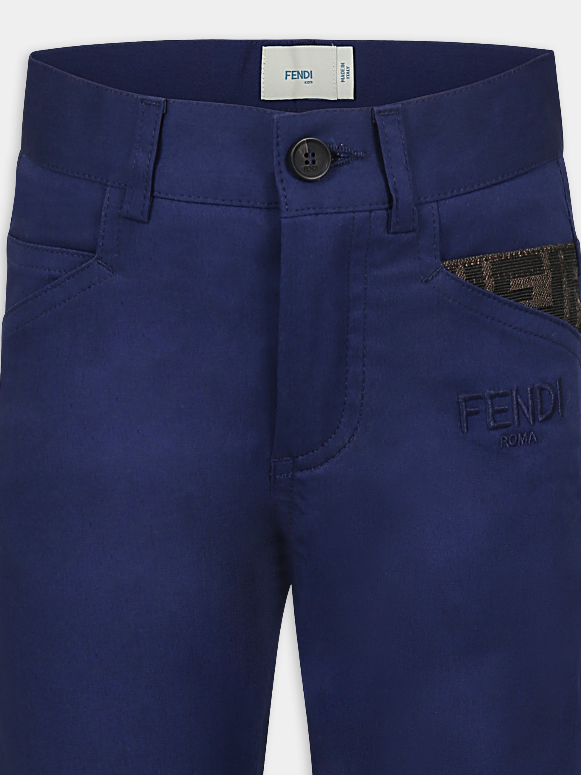 Pantaloni blu per bambino con logo,Fendi Kids,JMF506 ADEH F1I11