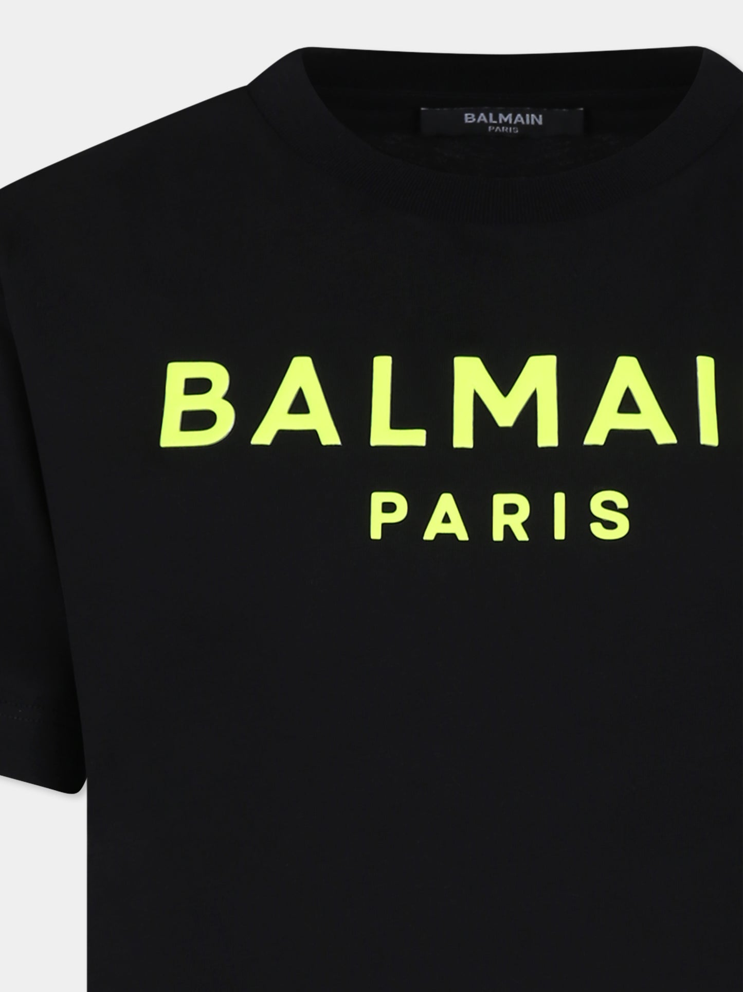 T-shirt nera per bambini con logo,Balmain Kids,BU8Q71 Z0082 930GL