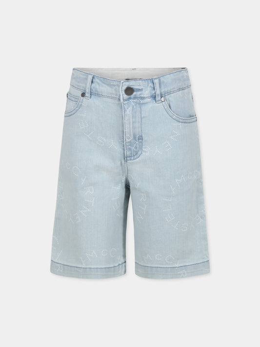 Shorts blu per bambino con logo,Stella Mccartney Kids,TU6R79 Z1917 600BC