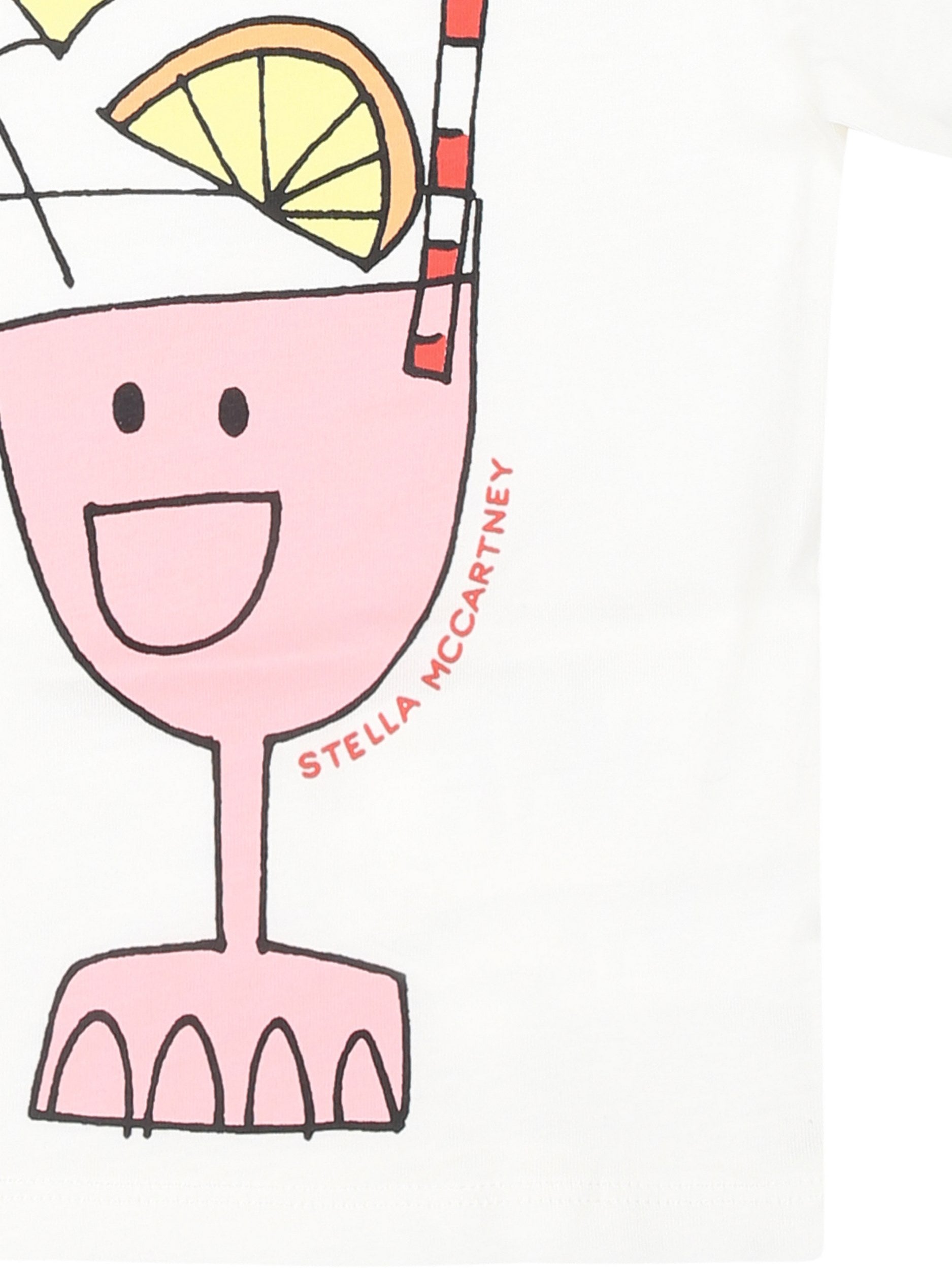 T-shirt avorio per neonata con stampa cocktail,Stella Mccartney Kids,TU8011 Z0434 101