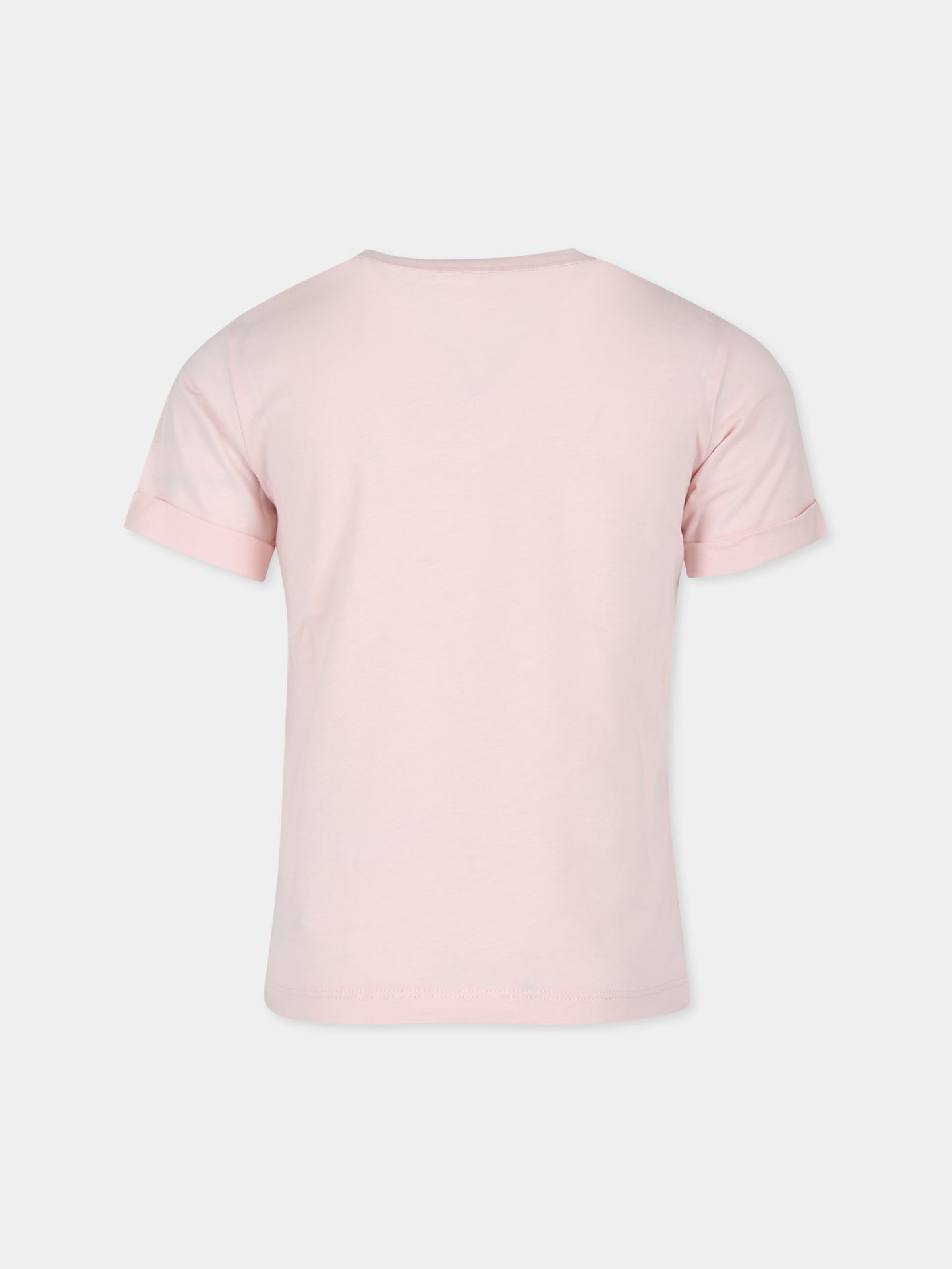 T-shirt rosa per bambina con stampa fiore,Stella Mccartney Kids,TU8E01 Z0434 508