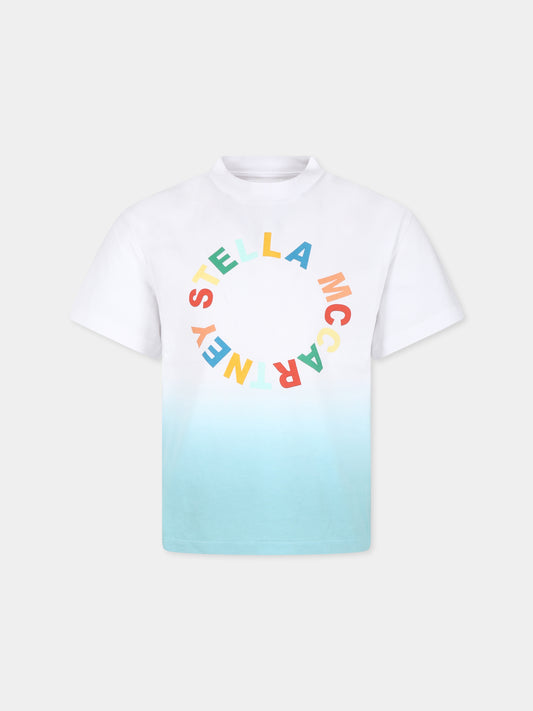 T-shirt bianca per bambina con logo multicolor,Stella Mccartney Kids,TU8P71 Z0434 999