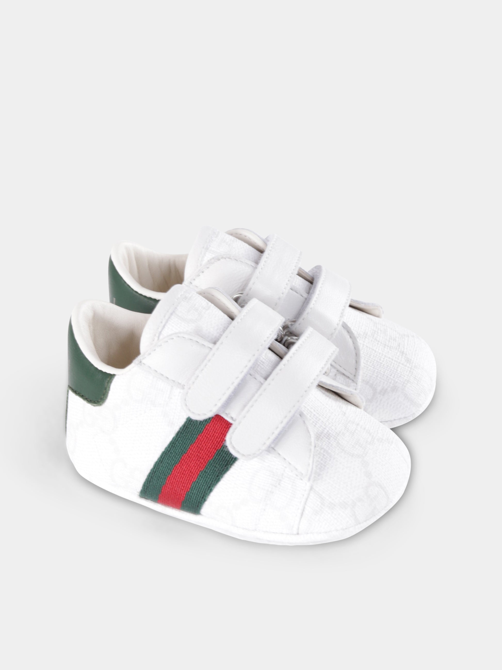 Sneakers Ace bianche per neonati con dettaglio Web,Gucci Kids,812577 FAEG7 9043