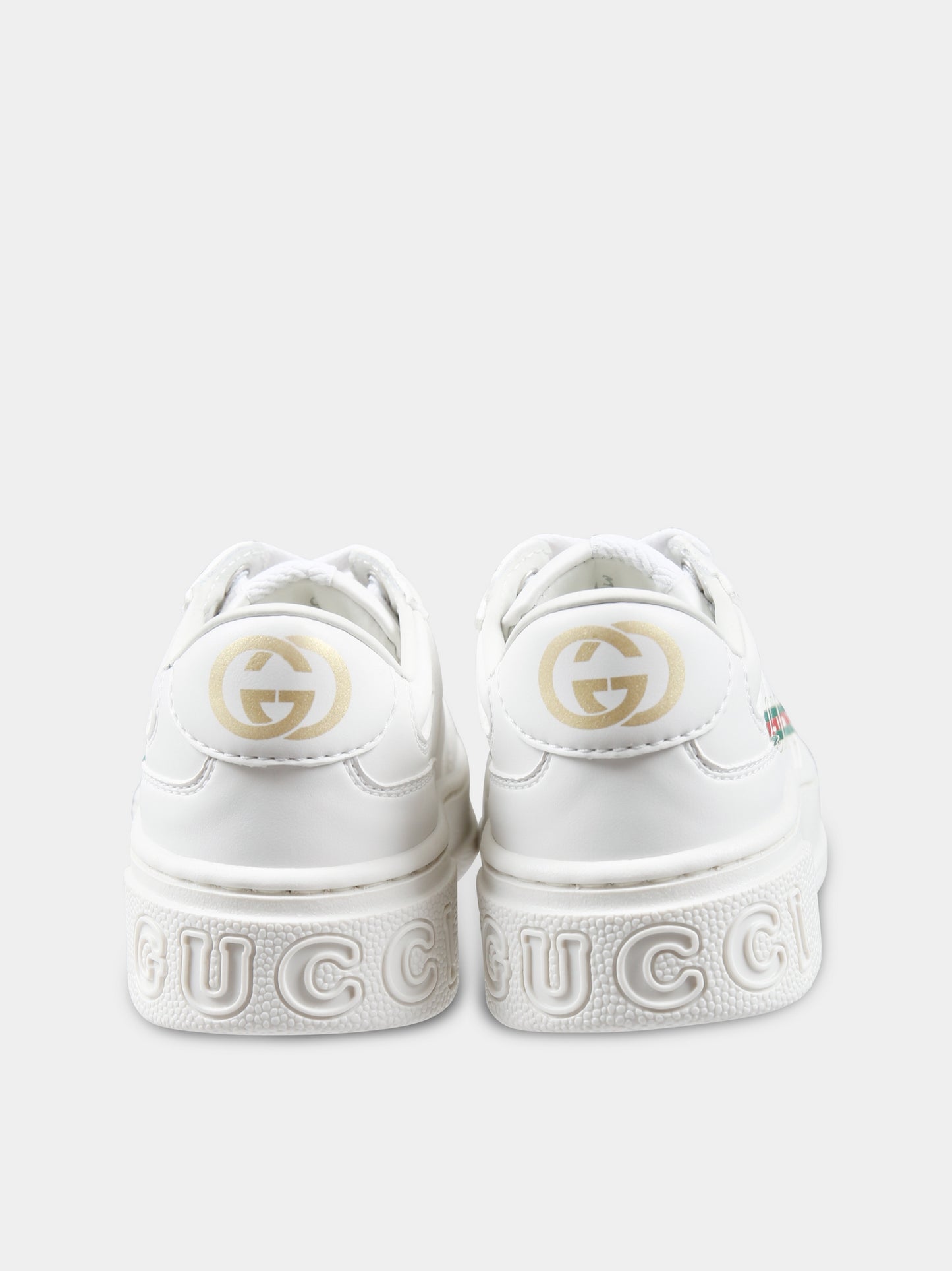 Sneakers bianche per bambini con logo e dettaglio Web