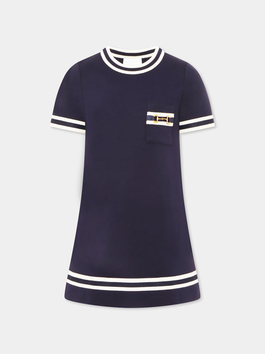 Vestito blu per bambina con iconico Morsetto