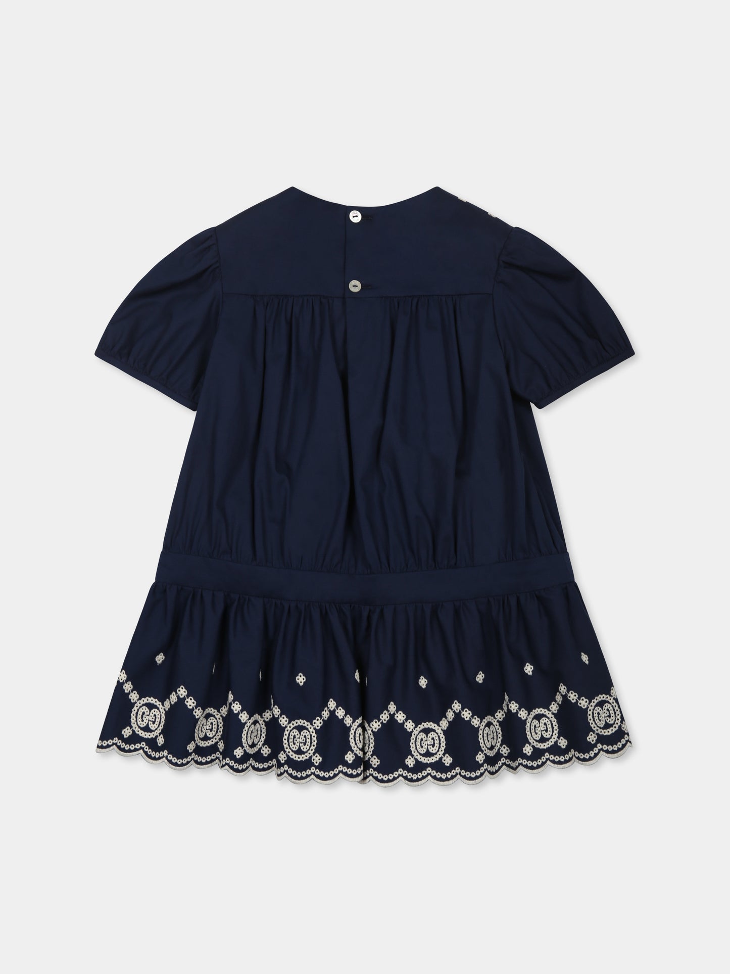 Vestito blu per neonata con ricamo ciliegie GG,Gucci Kids,808188 Z7AC1 4020