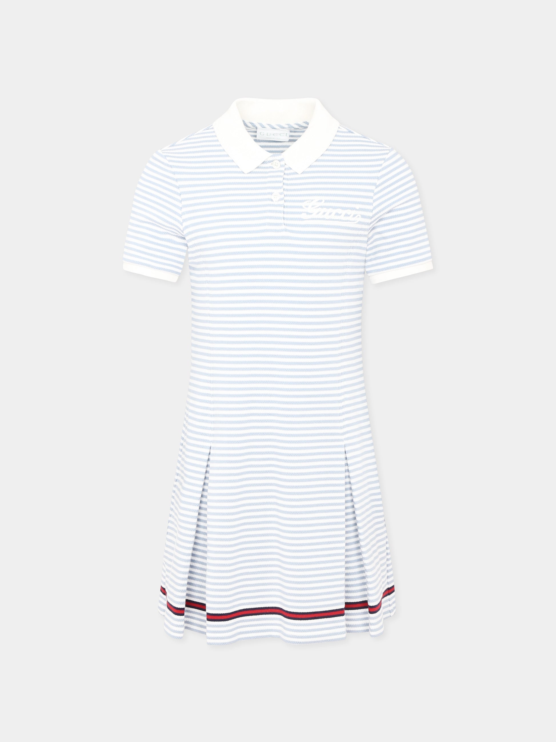 Vestito celeste per bambina con logo,Gucci Kids,808699 XJGXY 9716