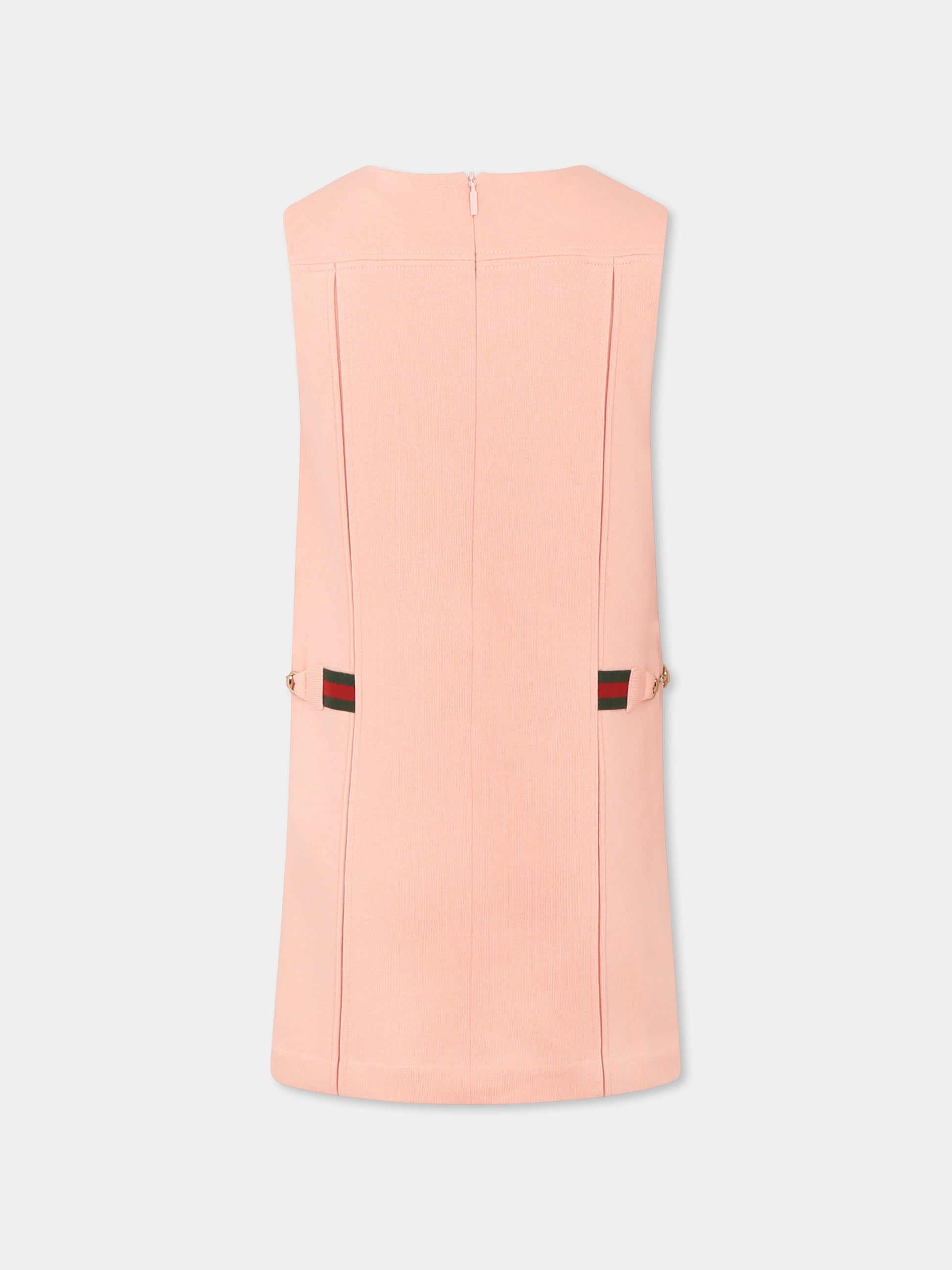 Vestito rosa per bambina con morsetti,Gucci Kids,808714 XJGPC 5658