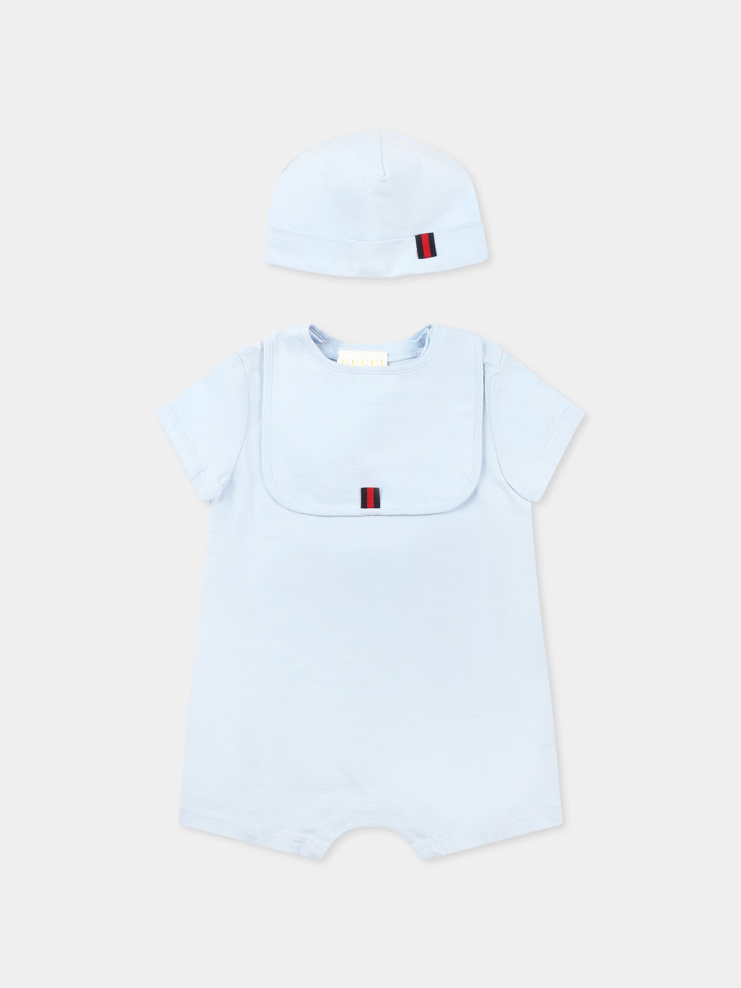 Set pagliaccetto celeste per neonato con logo