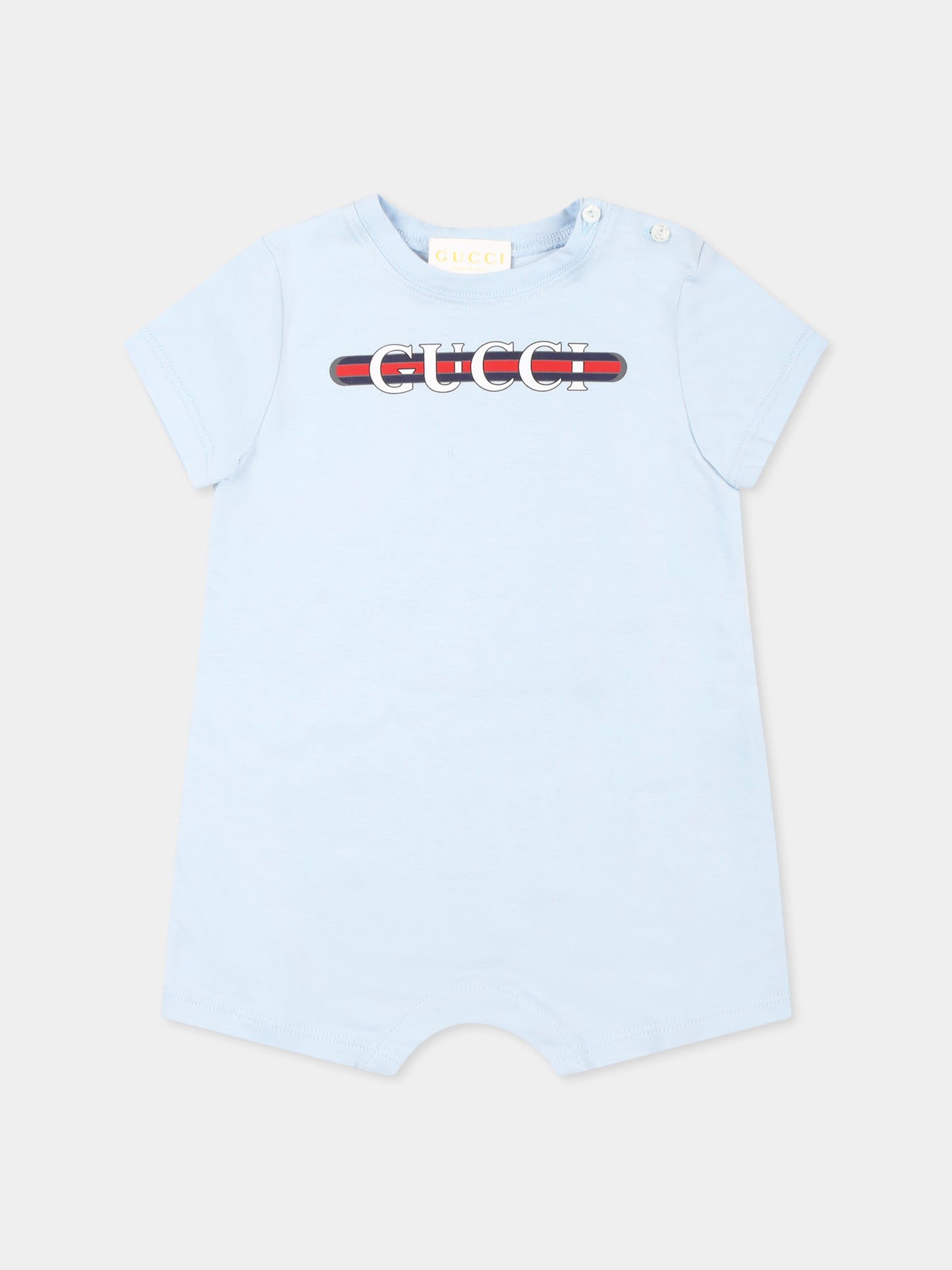 Set pagliaccetto celeste per neonato con logo