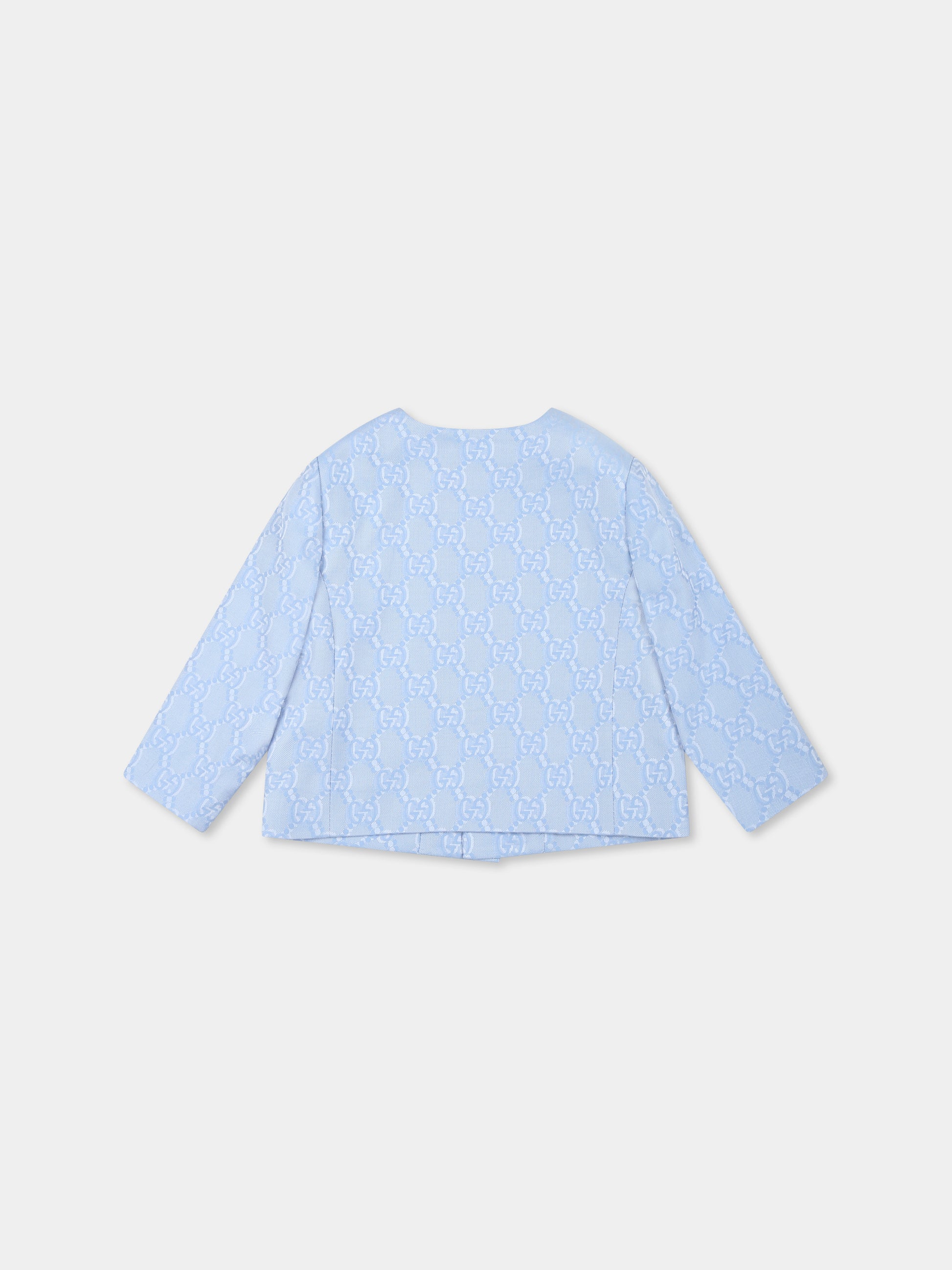 Giacca celeste per neonato con GG,Gucci Kids,804408 XWA3I 4903