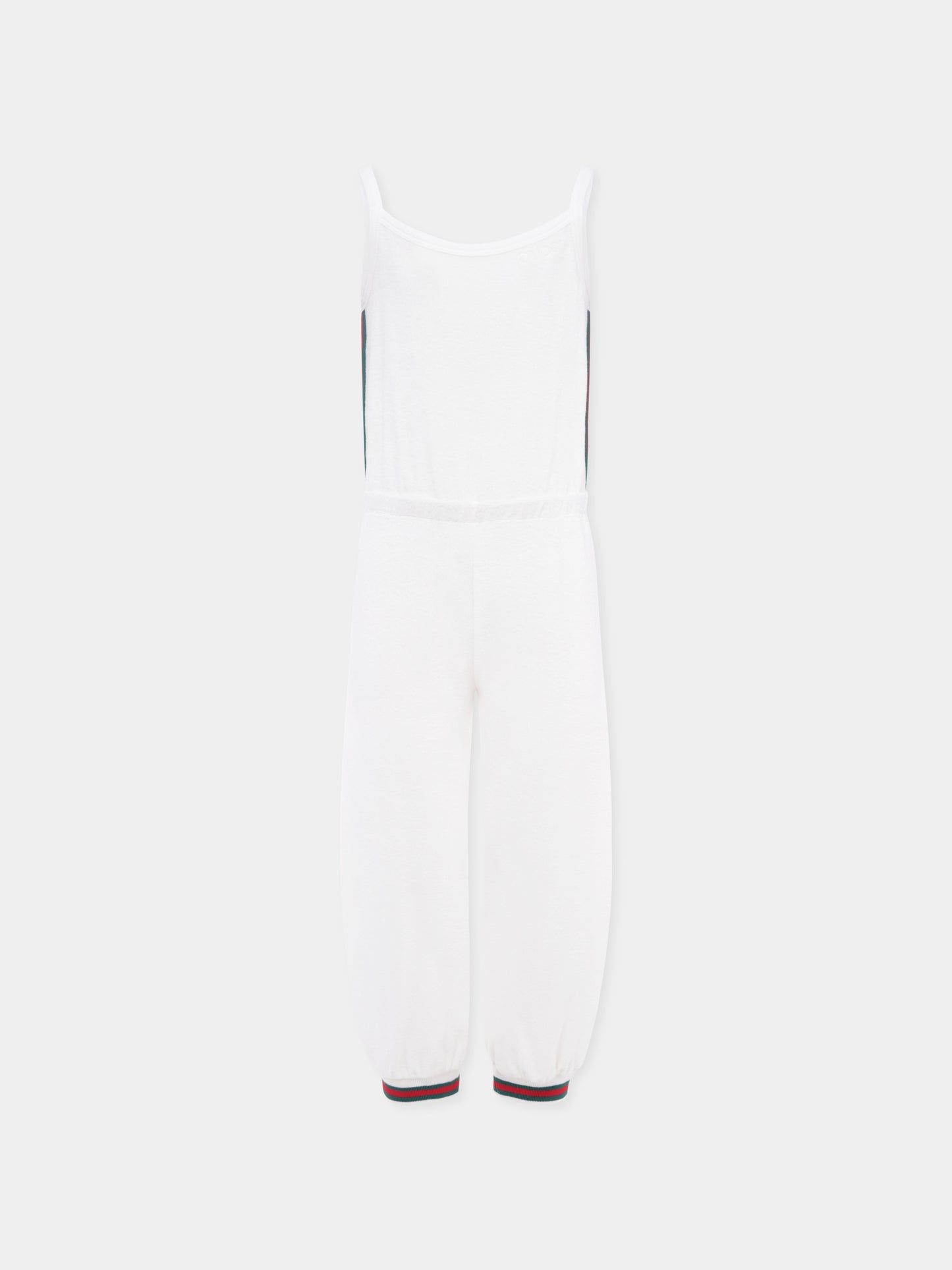 Jumpsuit bianca per bambina con dettaglioWeb,Gucci Kids,808682 XJGZ4 9692