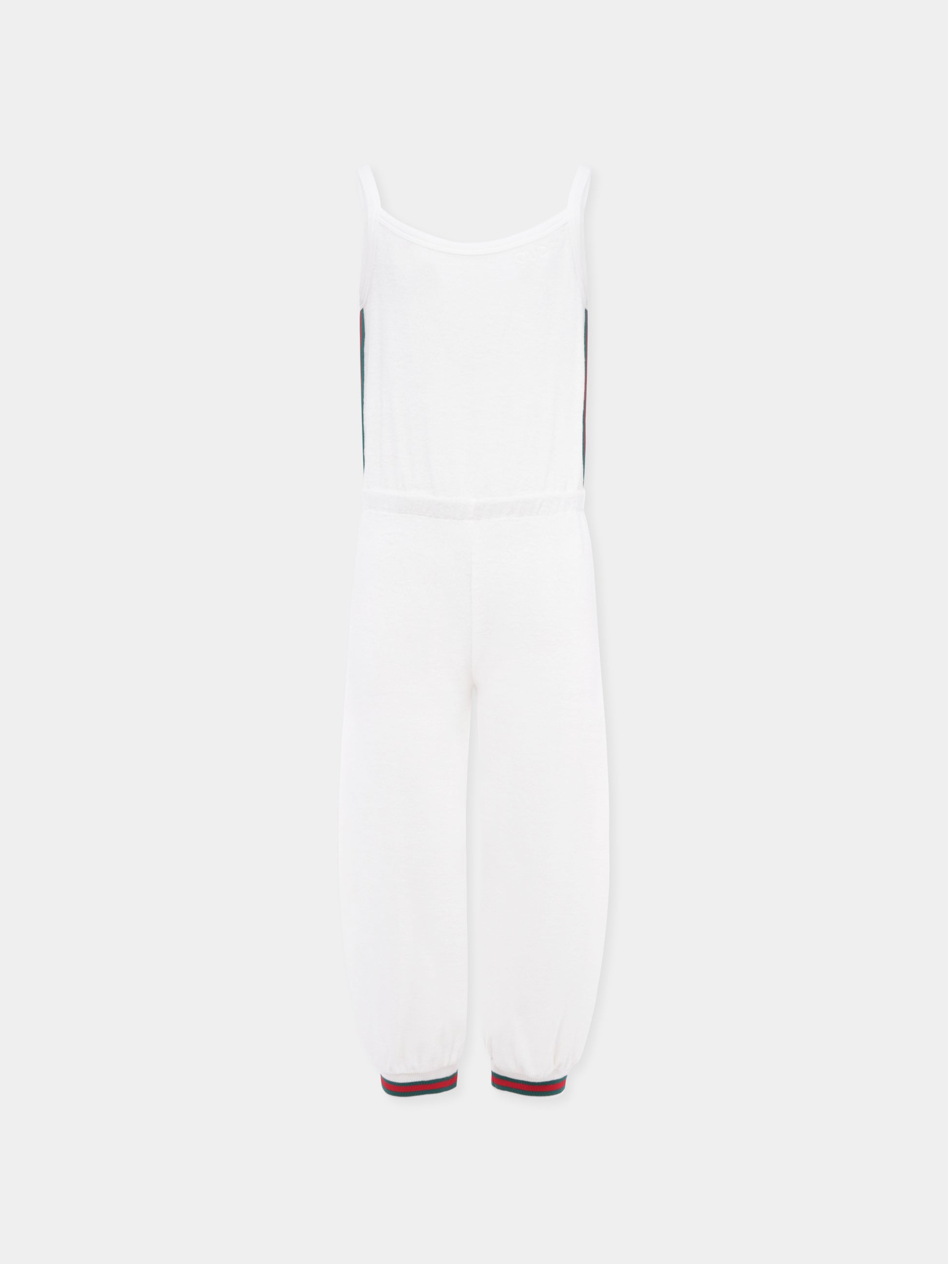 Jumpsuit bianca per bambina con dettaglioWeb,Gucci Kids,808682 XJGZ4 9692