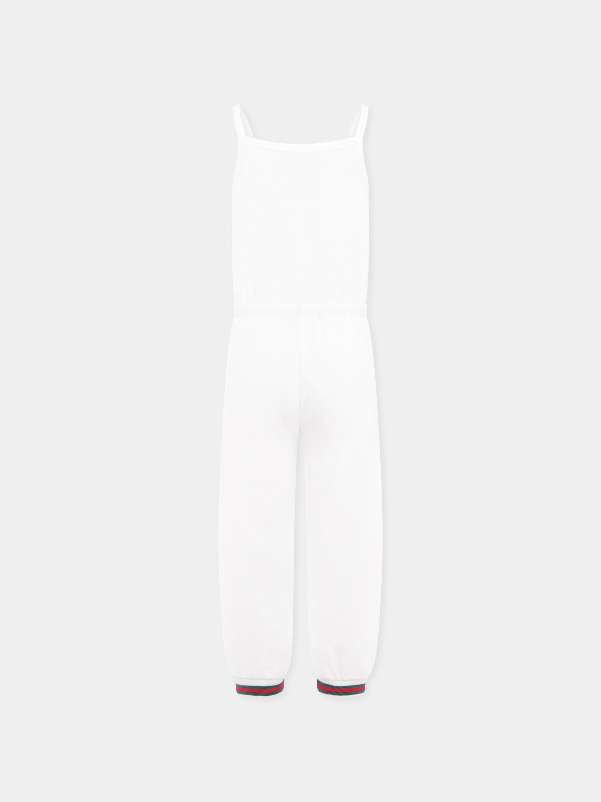 Jumpsuit bianca per bambina con dettaglioWeb,Gucci Kids,808682 XJGZ4 9692