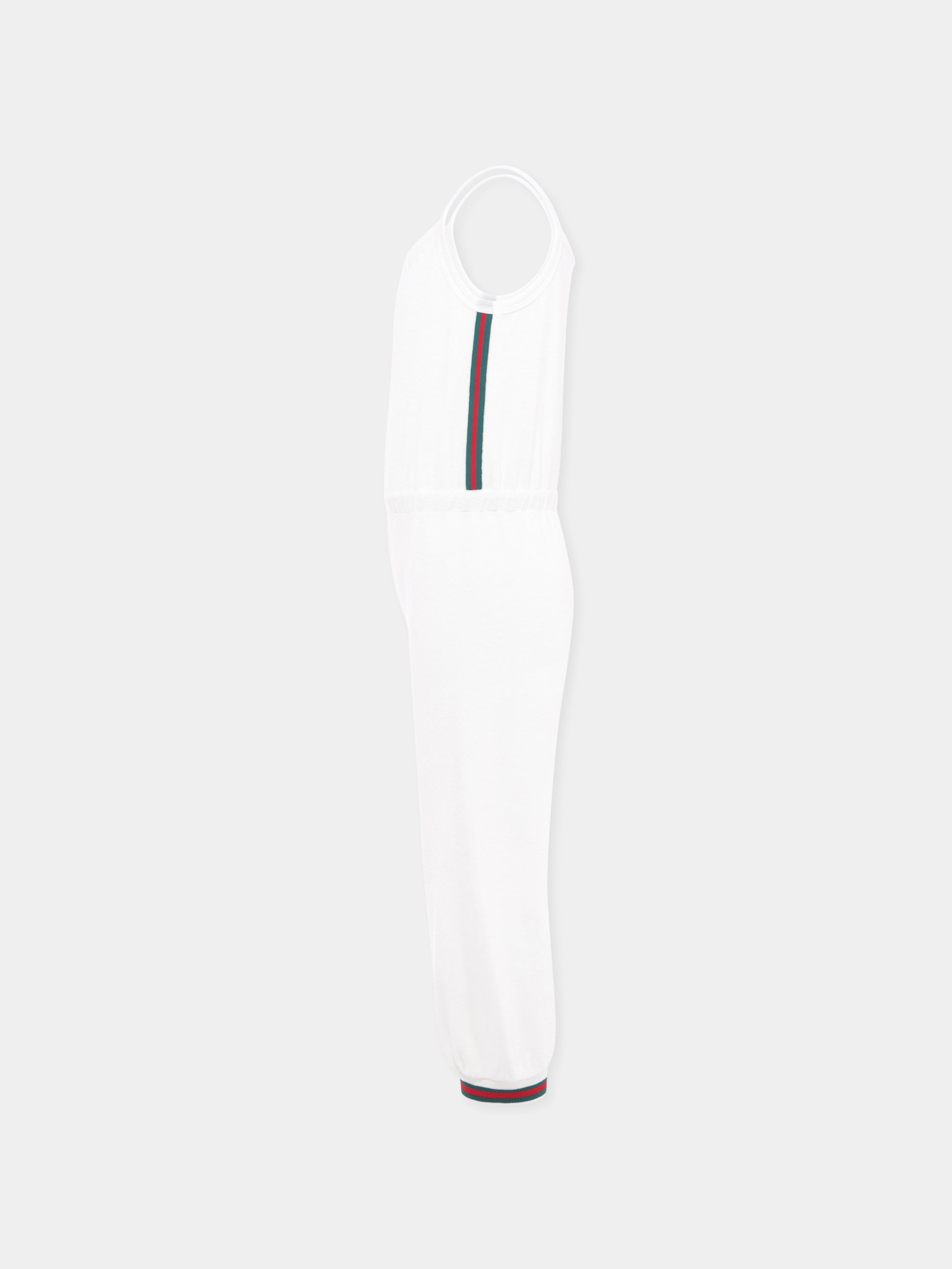 Jumpsuit bianca per bambina con dettaglioWeb,Gucci Kids,808682 XJGZ4 9692