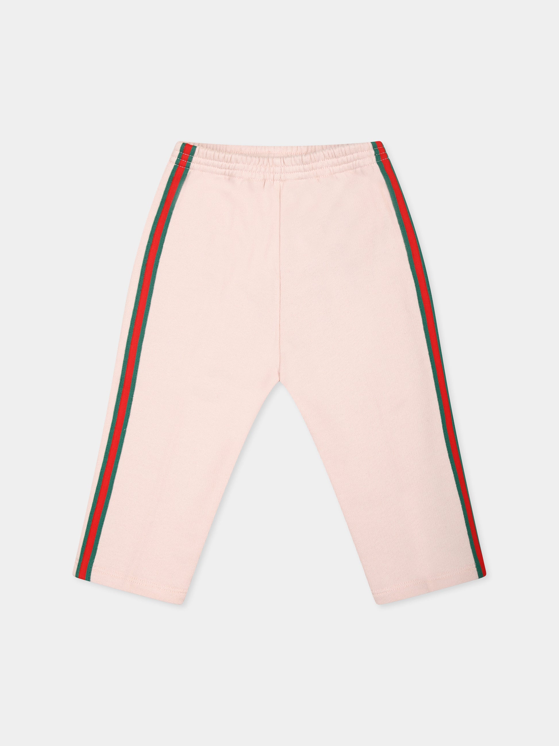 Pantaloni rosa per neonata con dettaglio Web,Gucci Kids,820156 XJG0N 6341