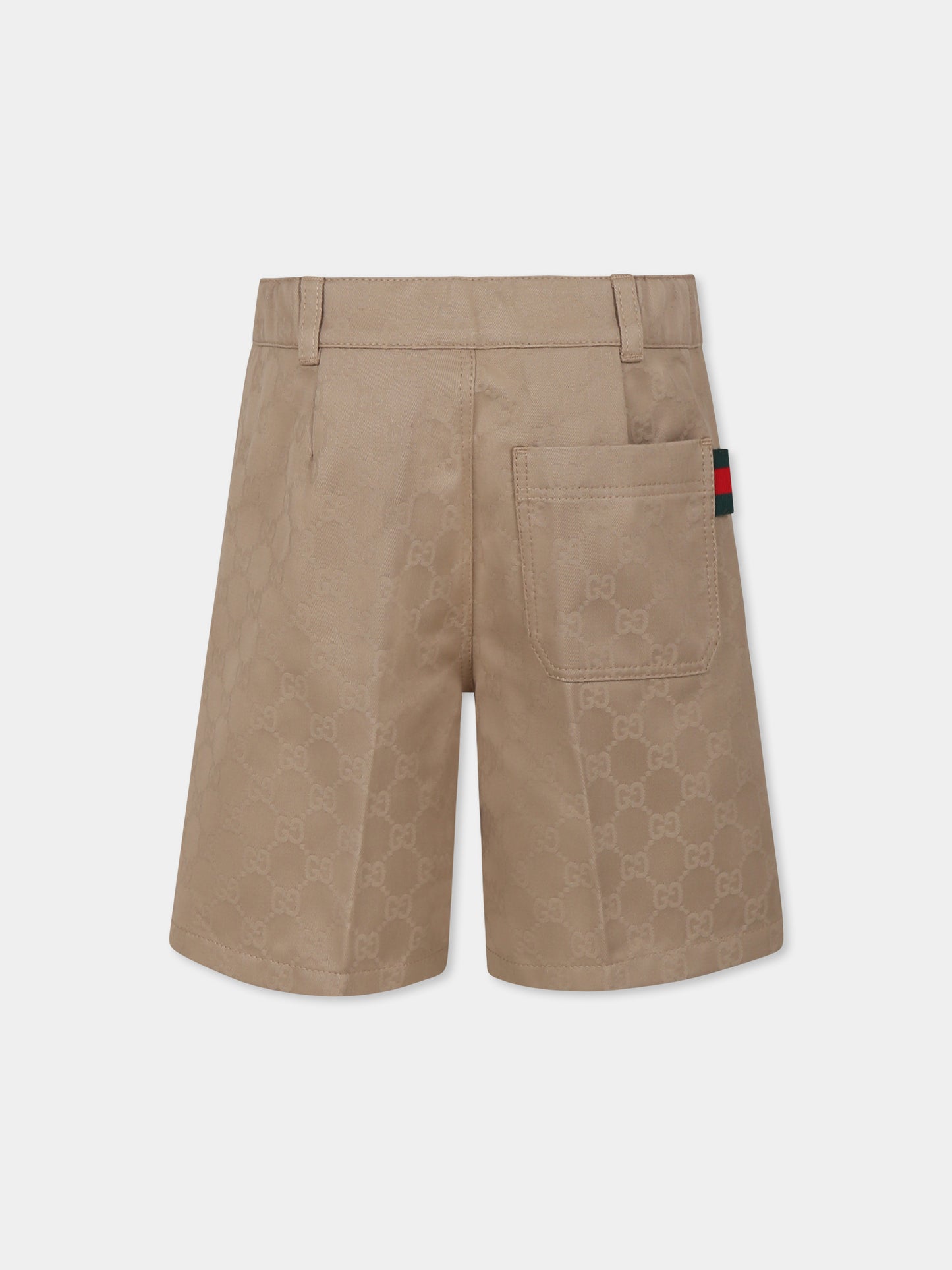 Shorts marroni per bambino con dettaglio Web