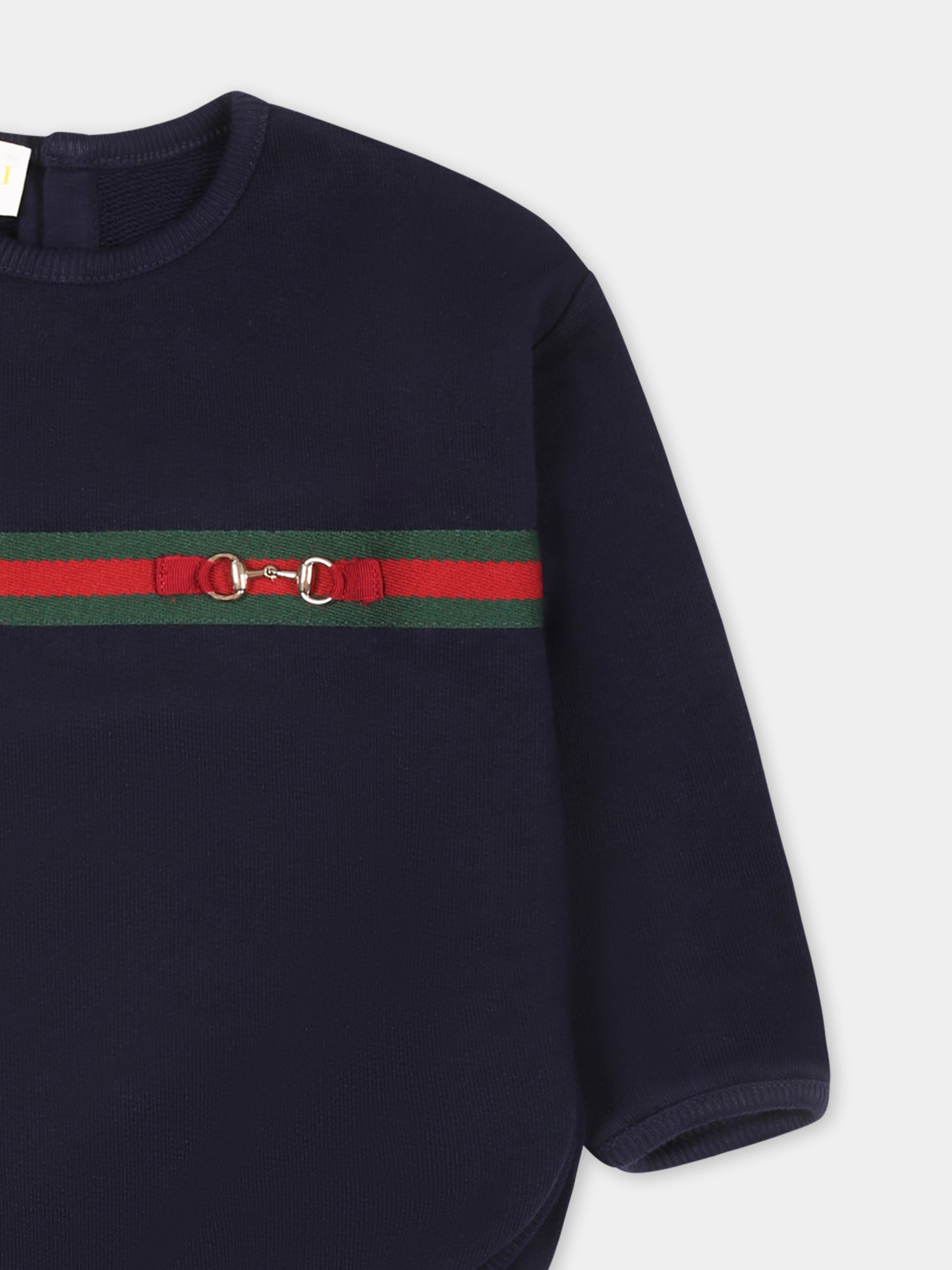 Felpa blu per neonati con morsetto,Gucci Kids,767900 XJGPC 4780