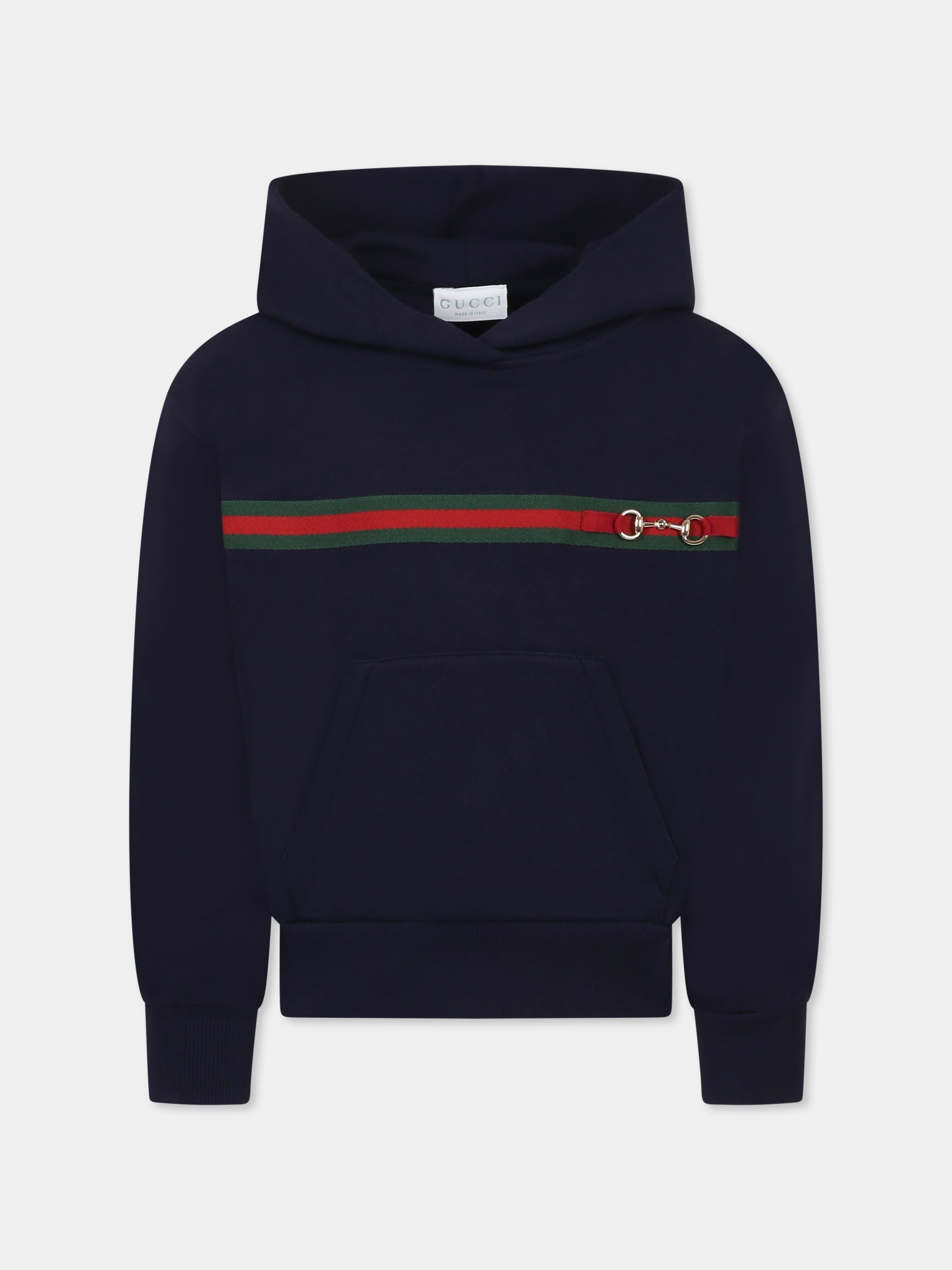 Felpa blu per bambina con morsetto,Gucci Kids,787341 XJGPC 4780