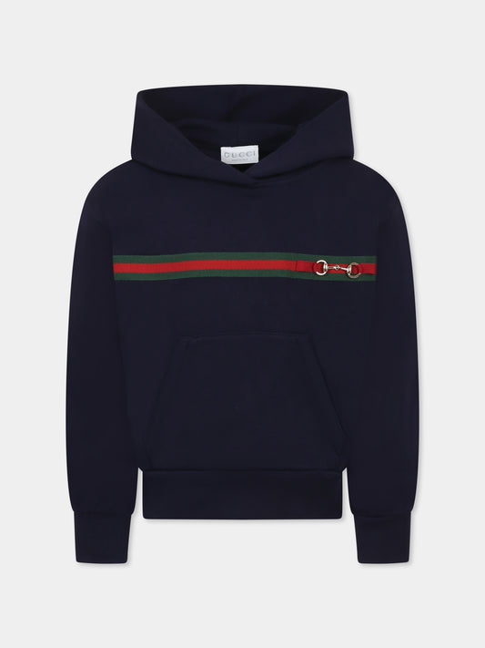 Felpa blu per bambina con morsetto,Gucci Kids,787341 XJGPC 4780